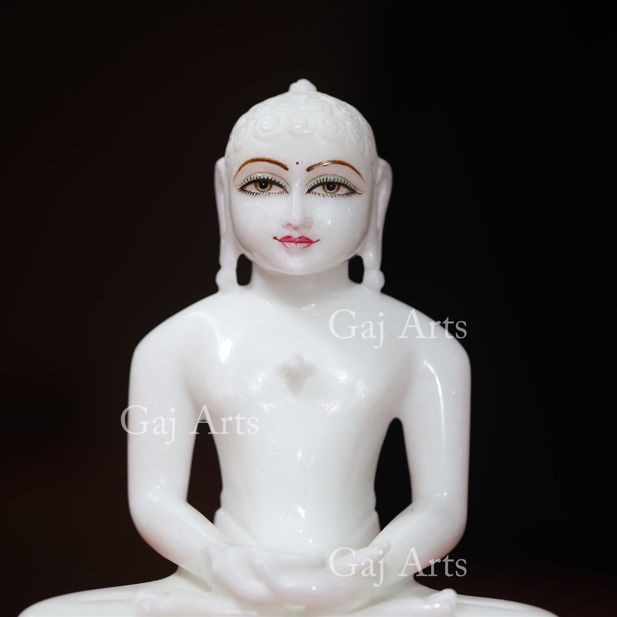 White Makrana Marble Jain Idol | 9 Inch