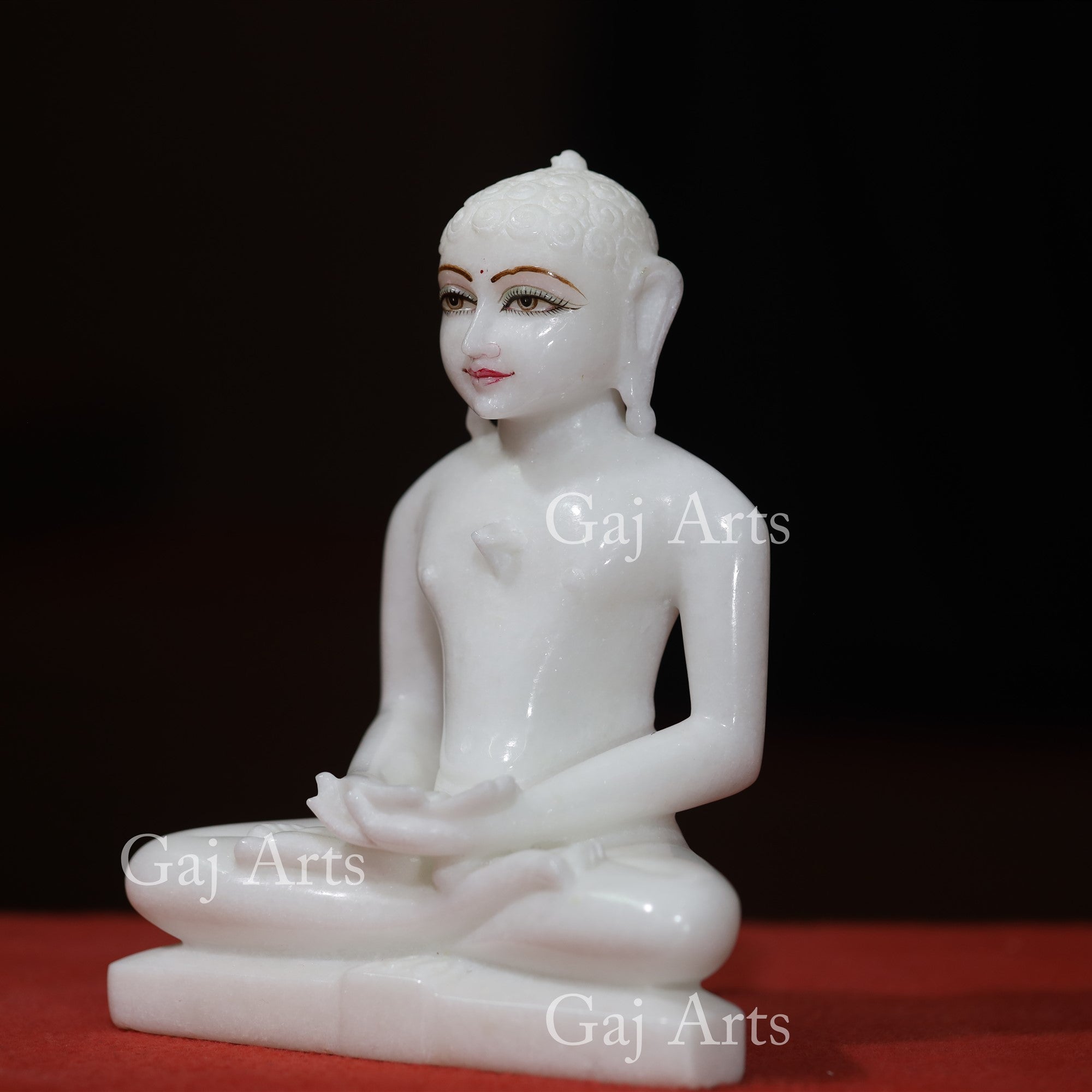 White Makrana Marble Jain Idol | 9 Inch