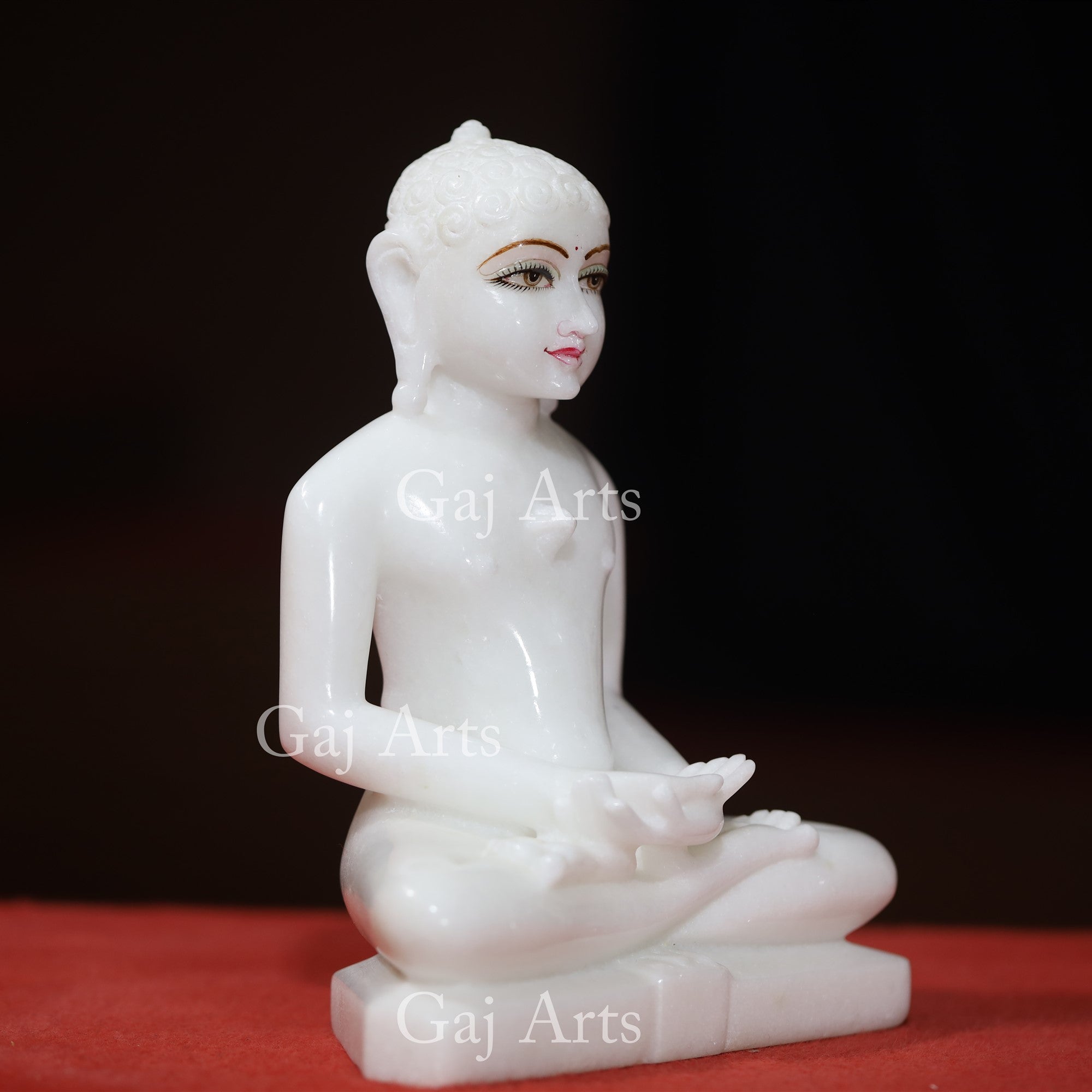White Makrana Marble Jain Idol | 9 Inch