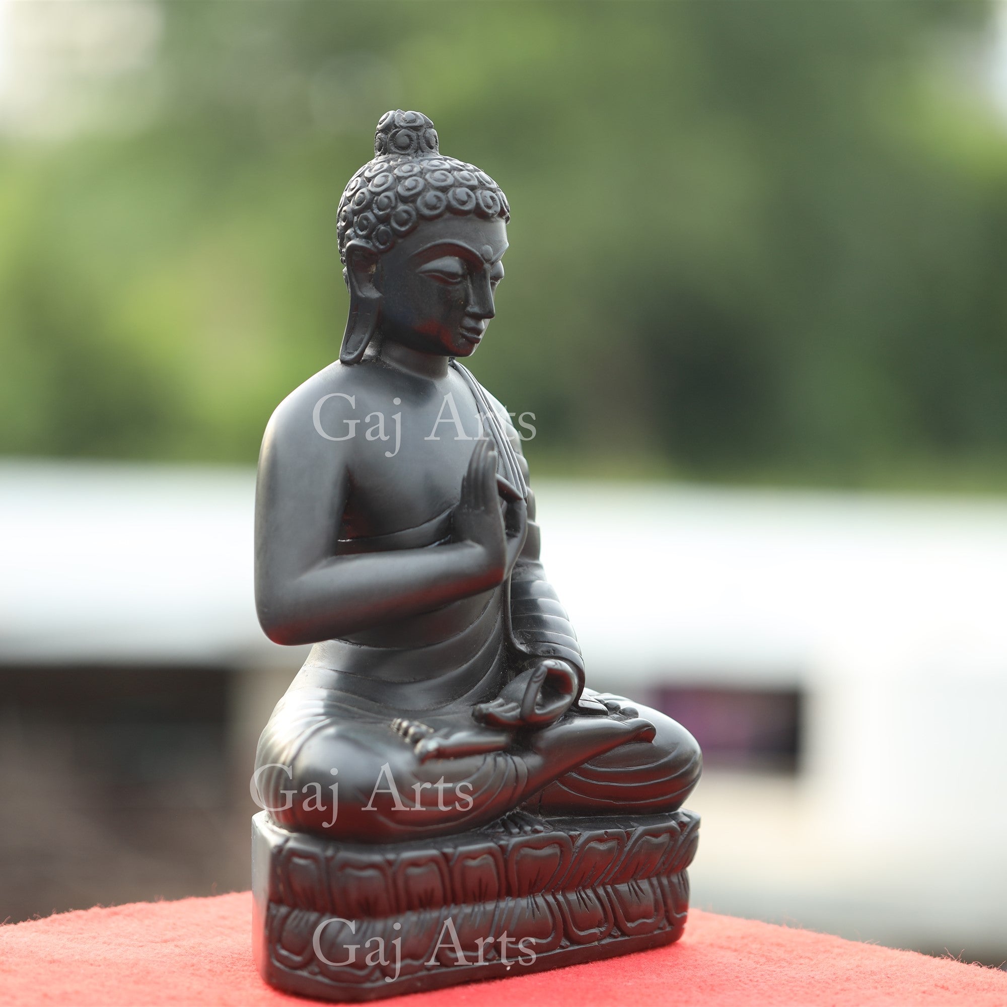 Black Marble Sitting Buddha Statue | 12 Inch