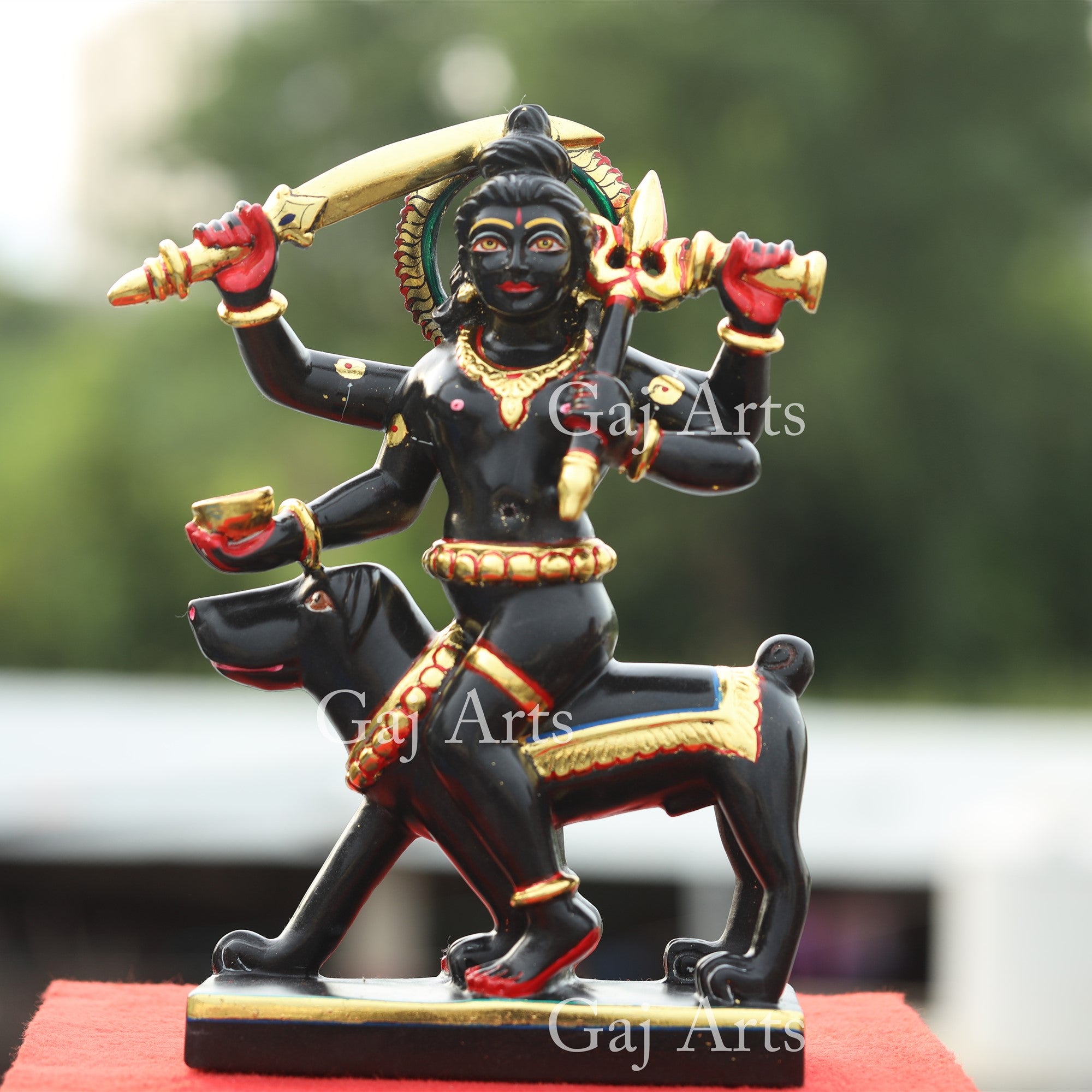 Rajasthan Black Marble Kaal Bhairav Idol | 15 Inch