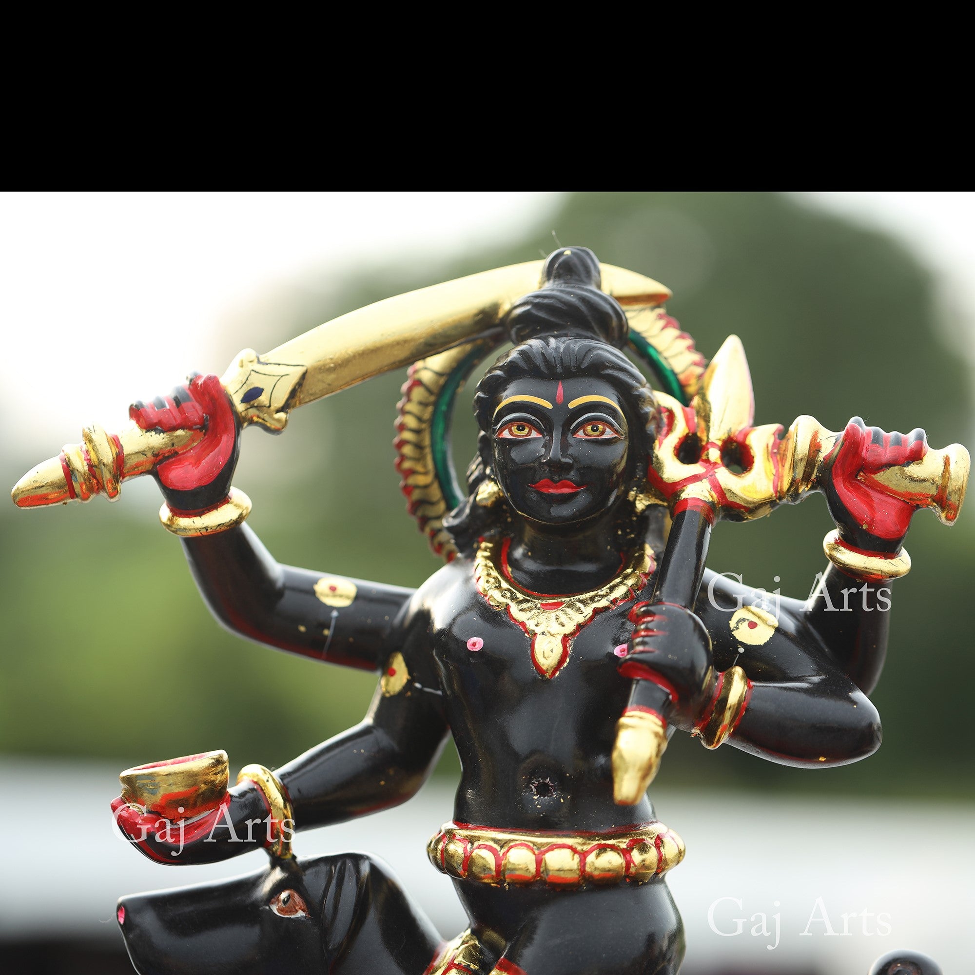 Rajasthan Black Marble Kaal Bhairav Idol | 15 Inch