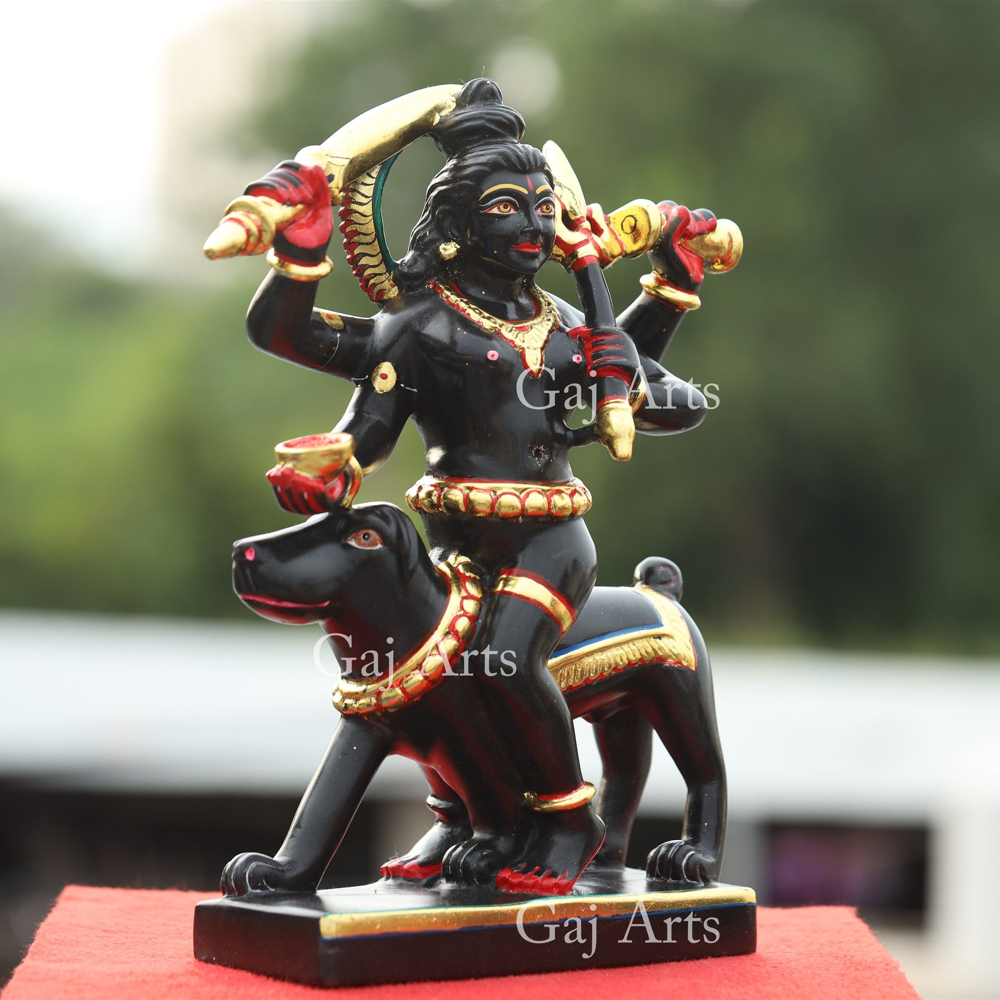 Rajasthan Black Marble Kaal Bhairav Idol | 15 Inch