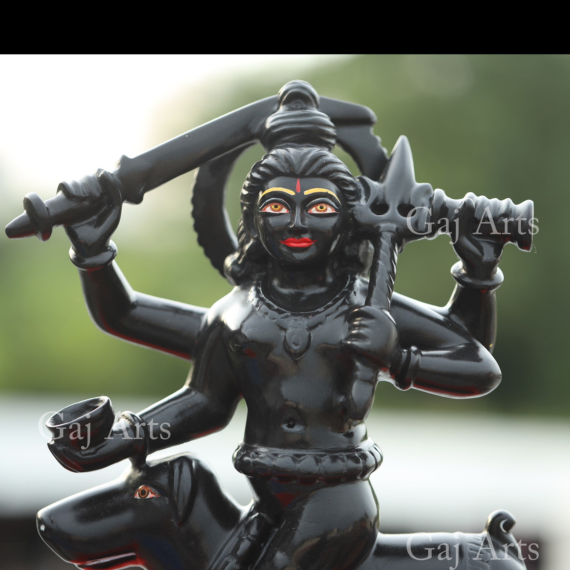 Black Marble Kaal Bhairav Idol | 15 Inch
