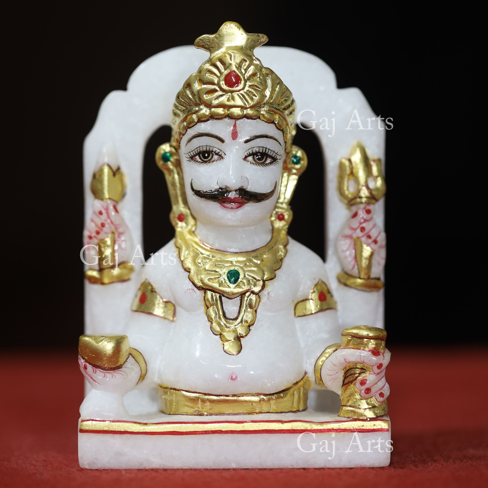 White Makrana Marble Nakoda Bhairava Ji Idol | 5 Inch