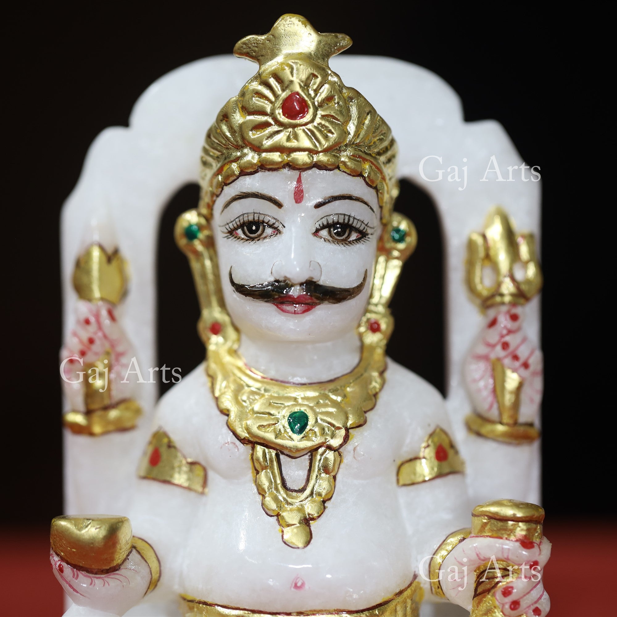 White Makrana Marble Nakoda Bhairava Ji Idol | 5 Inch