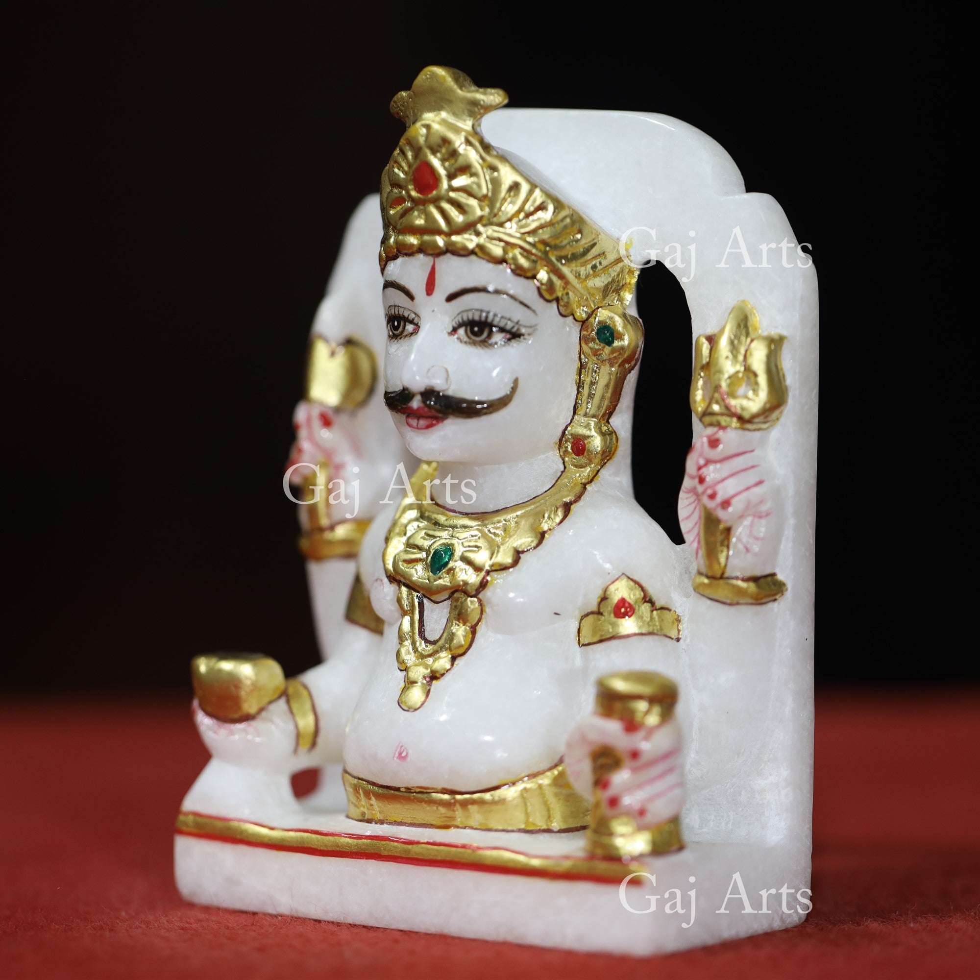 White Makrana Marble Nakoda Bhairava Ji Idol | 5 Inch