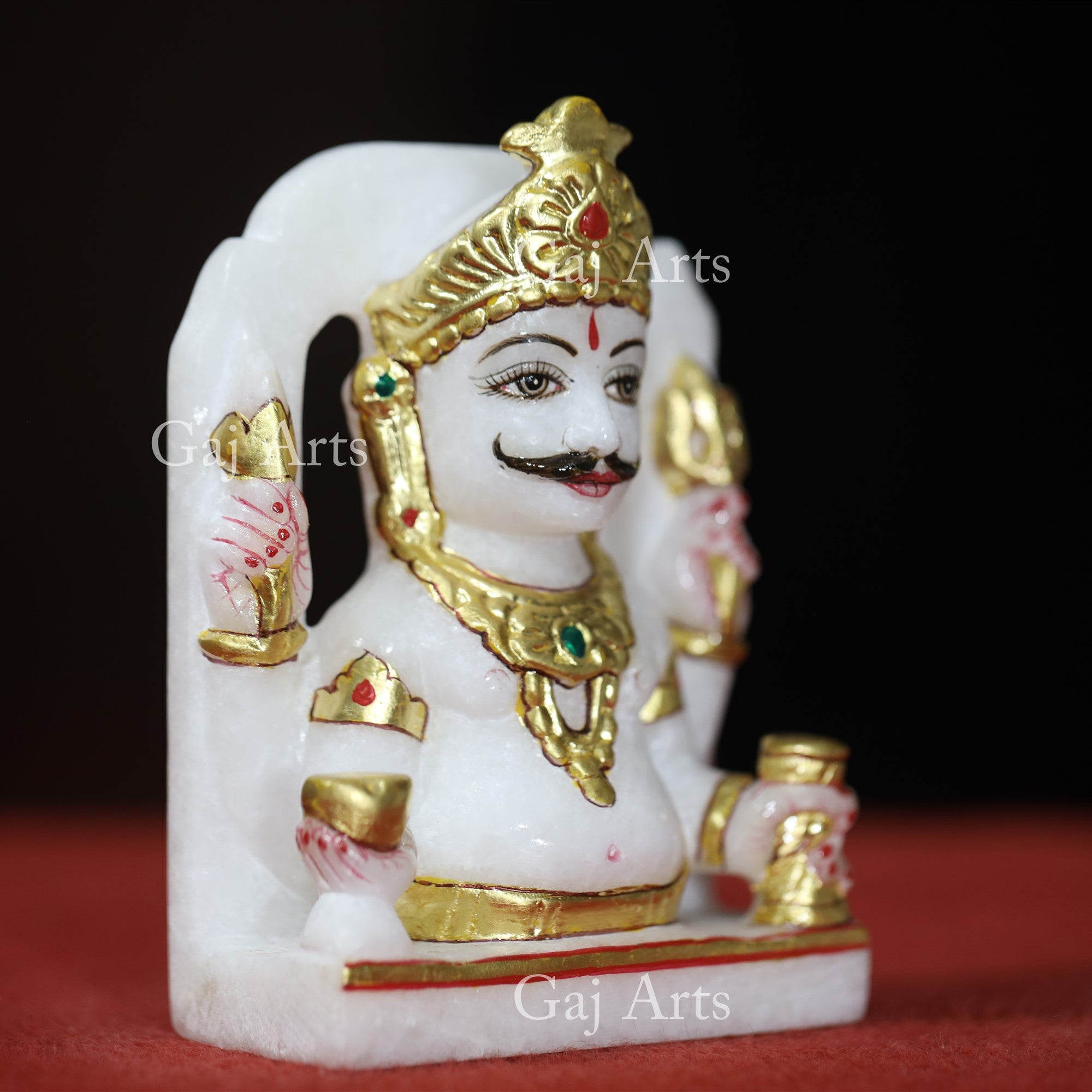 White Makrana Marble Nakoda Bhairava Ji Idol | 5 Inch