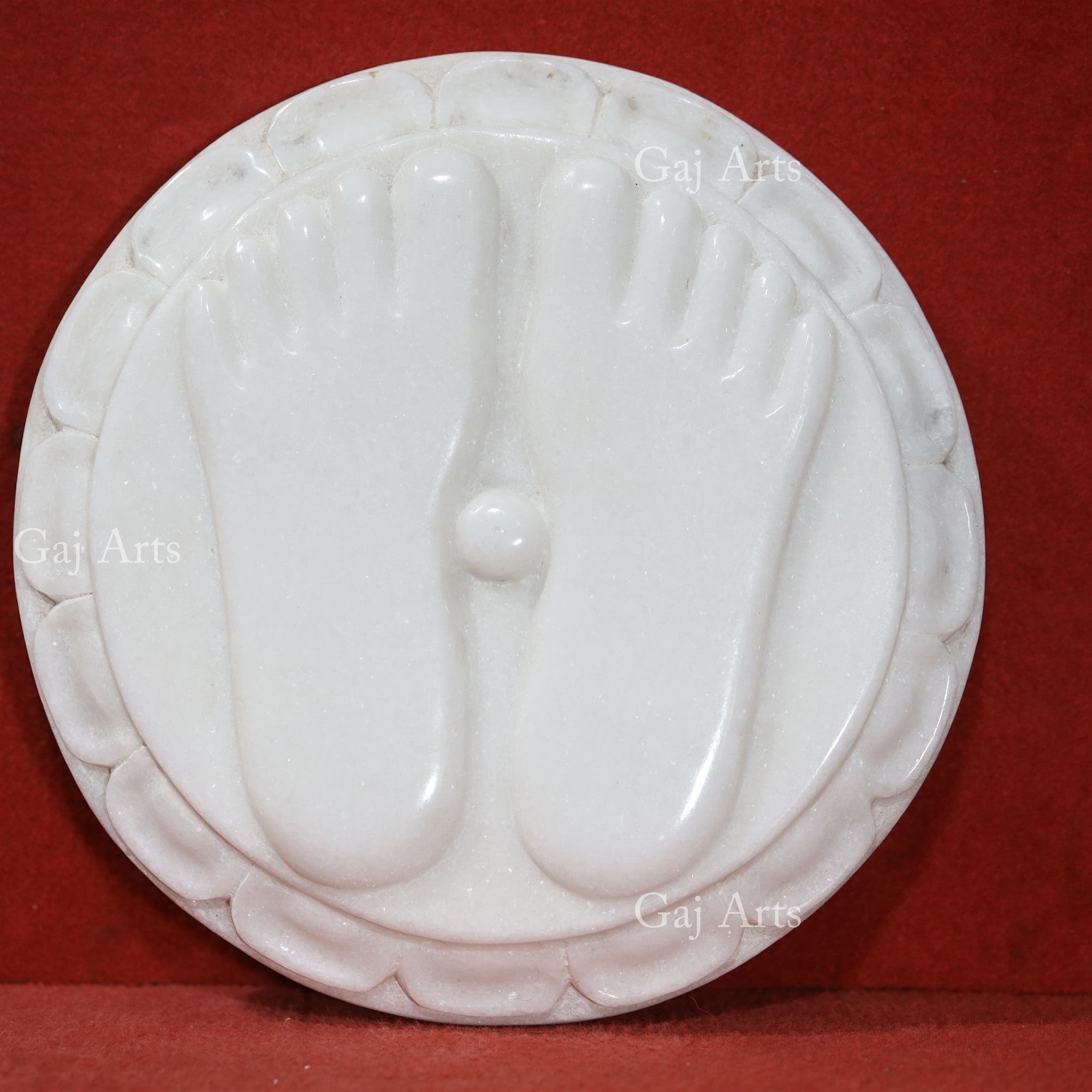 White Makrana Marble Charan Paduka | 11 Inch