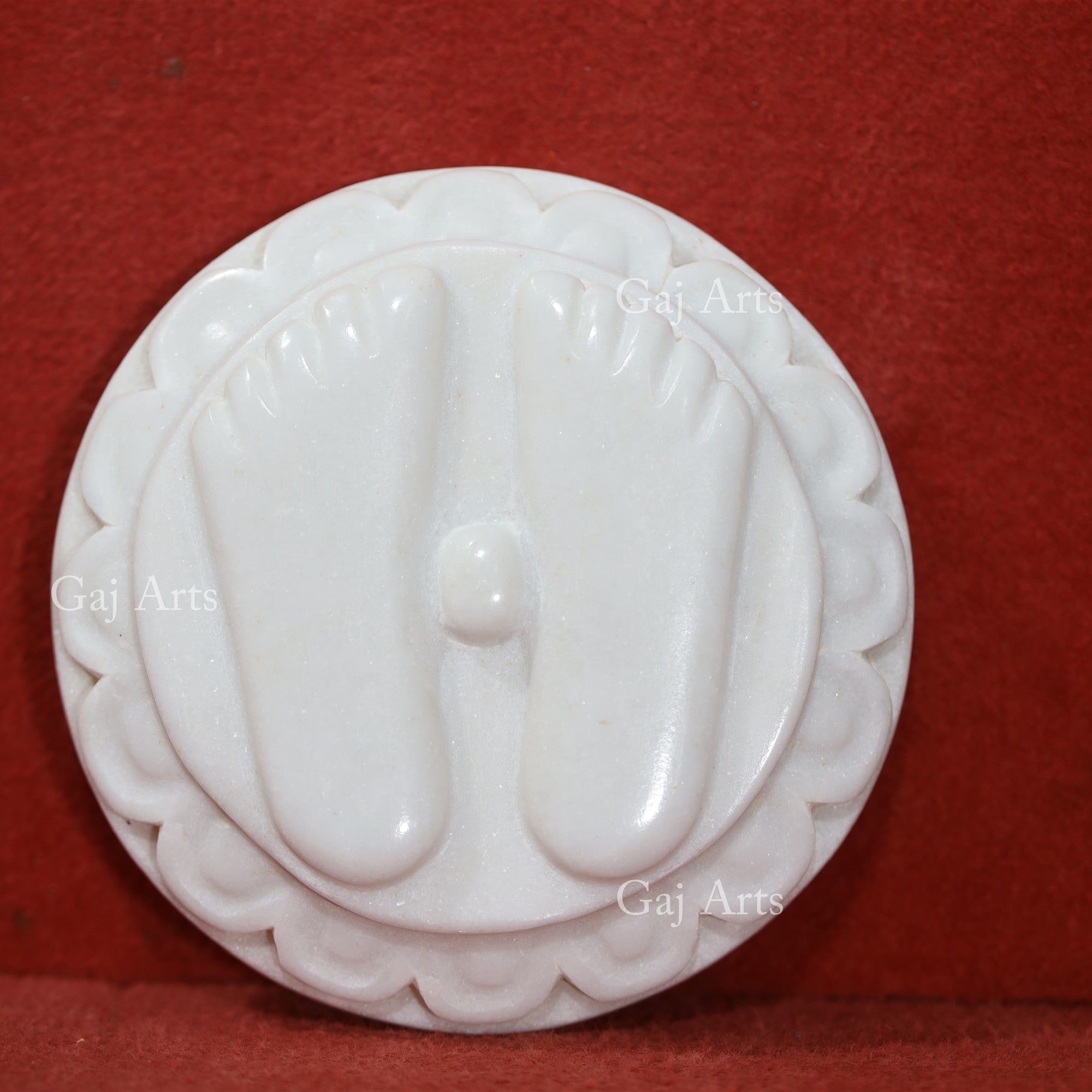 White Makrana Marble Charan Paduka | 6 Inch
