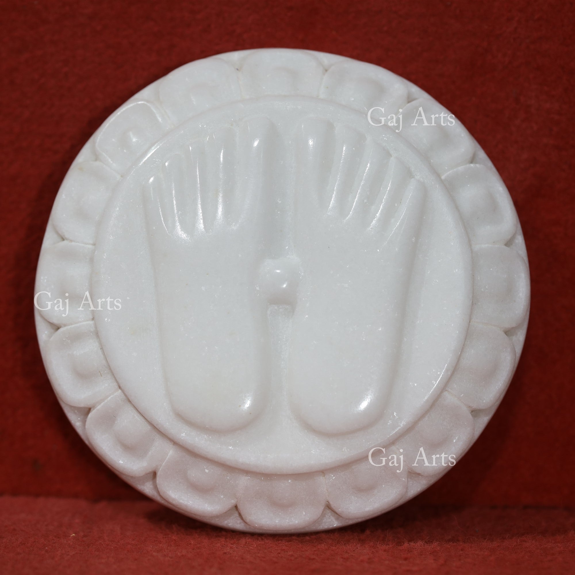 Makrana White Marble Charan Paduka | 6 Inch