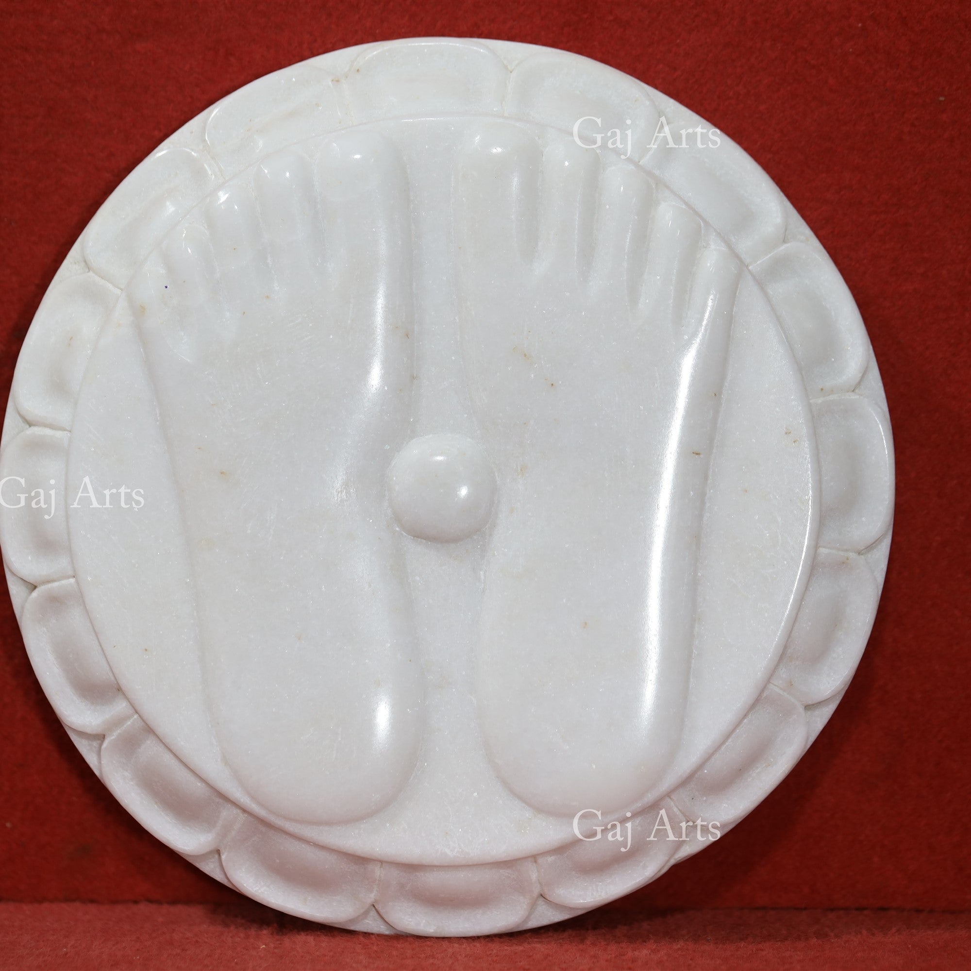 White Makrana Marble Charan Paduka | 10 Inch