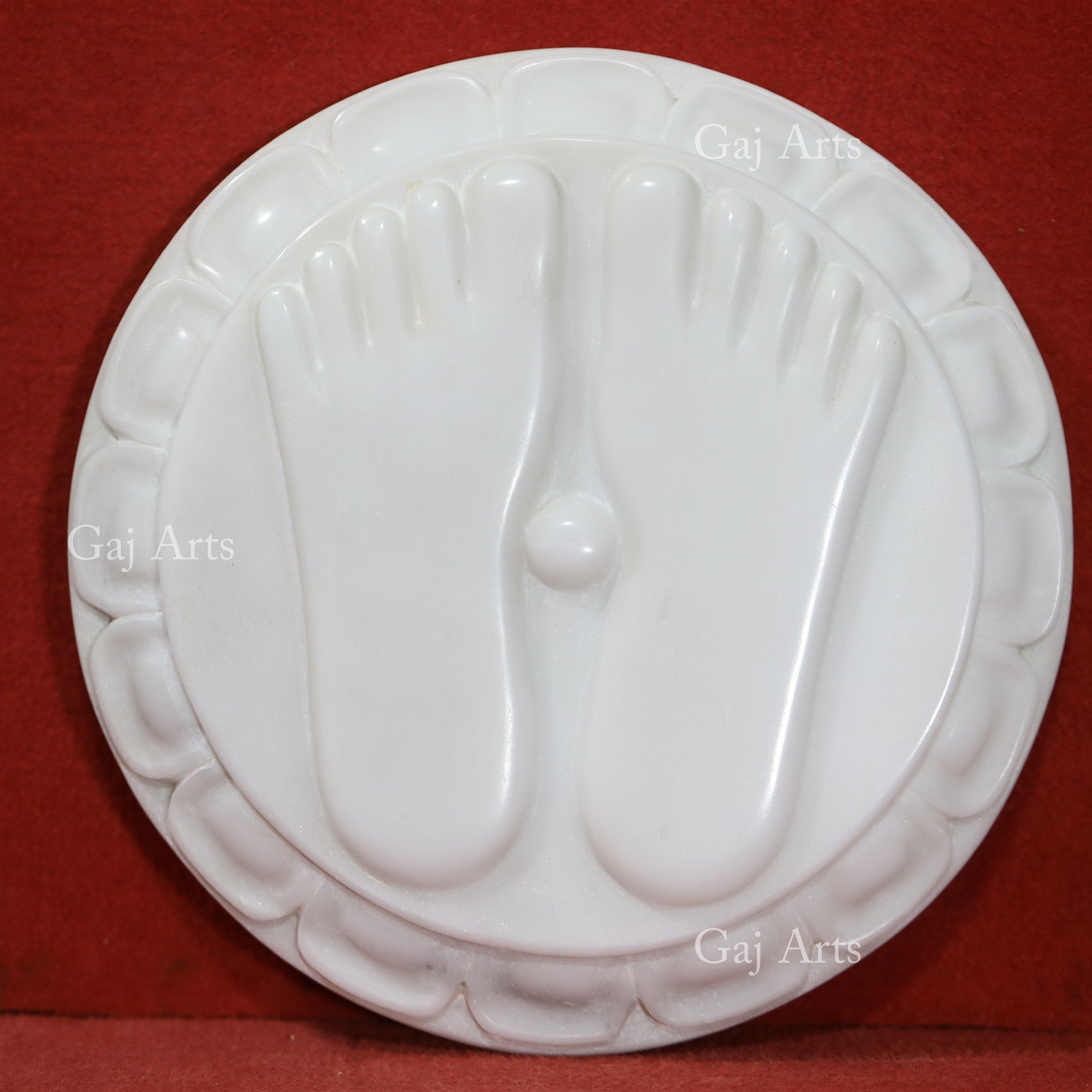 White Makrana Marble Charan Paduka | 12 Inch