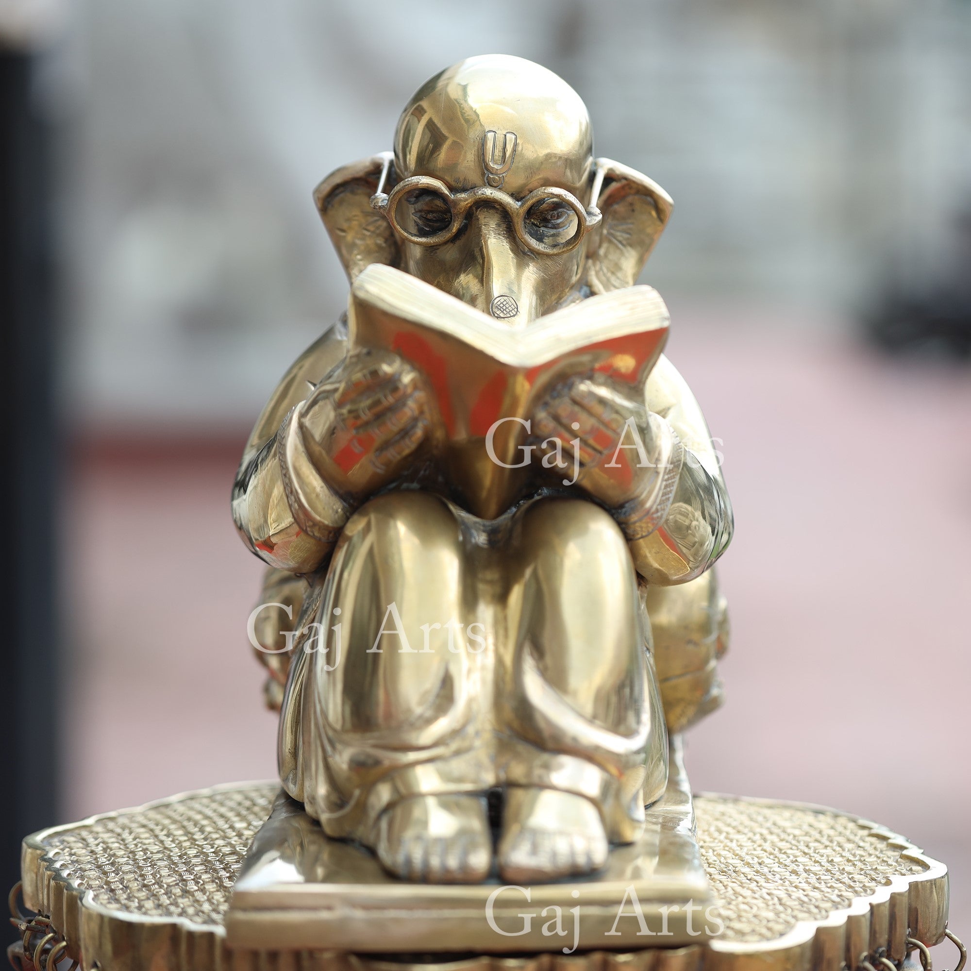 Metal Reading Ganpati Figurine | 22 Inch