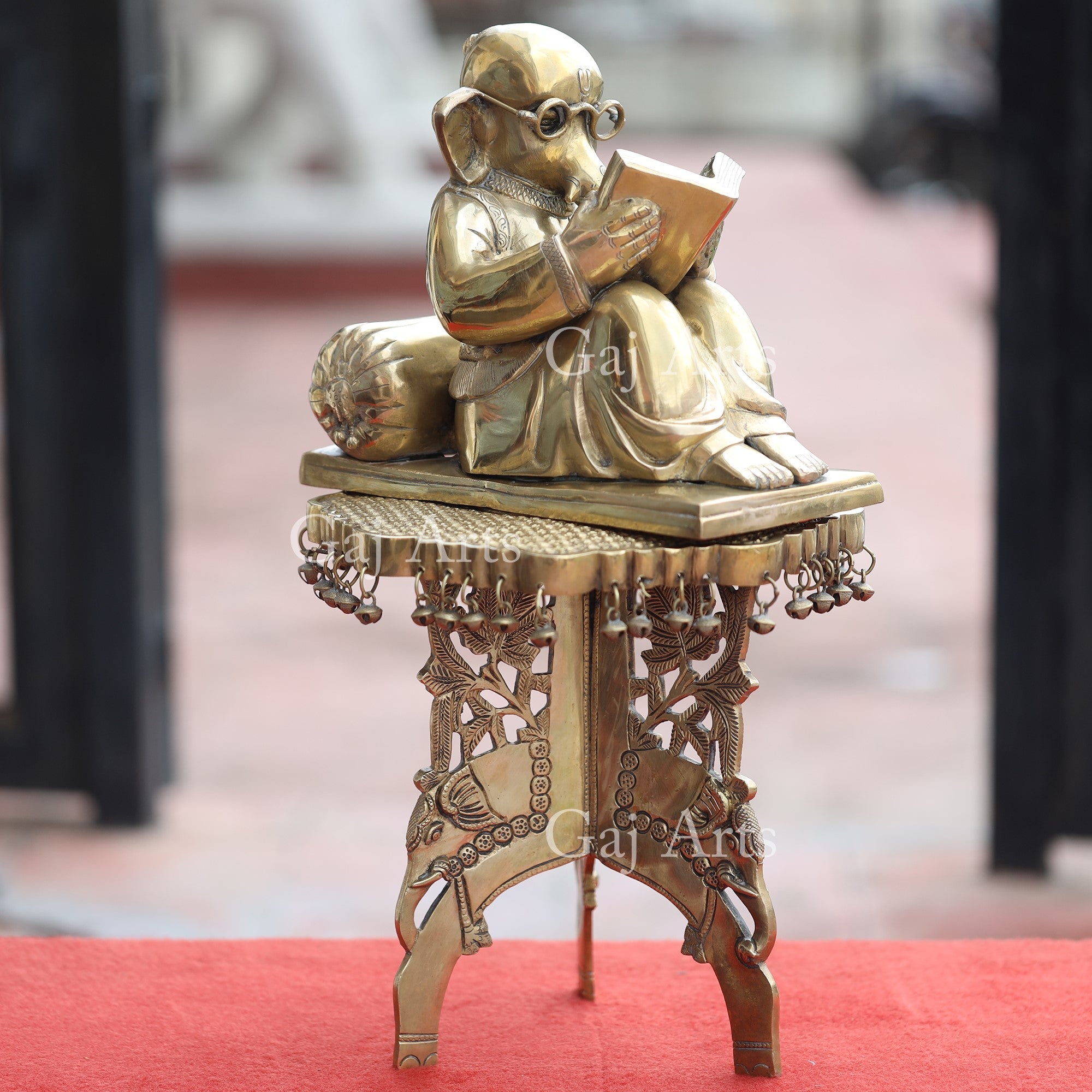 Metal Reading Ganpati Figurine | 22 Inch