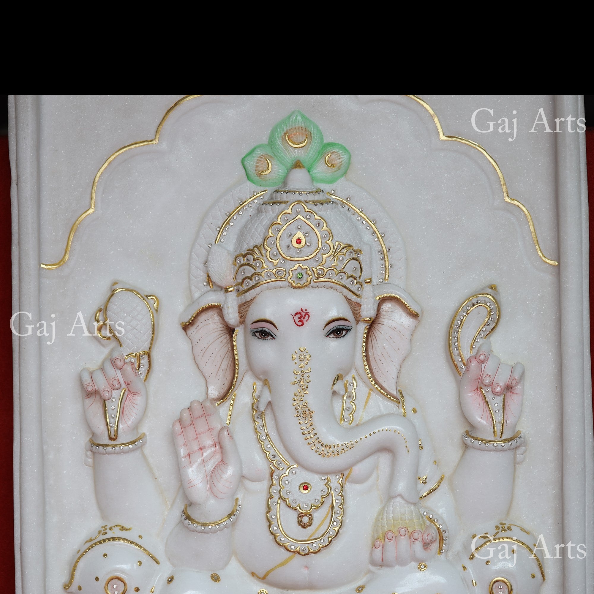 Super White Vietnam Marble Ganesh Panel | 36 Inch