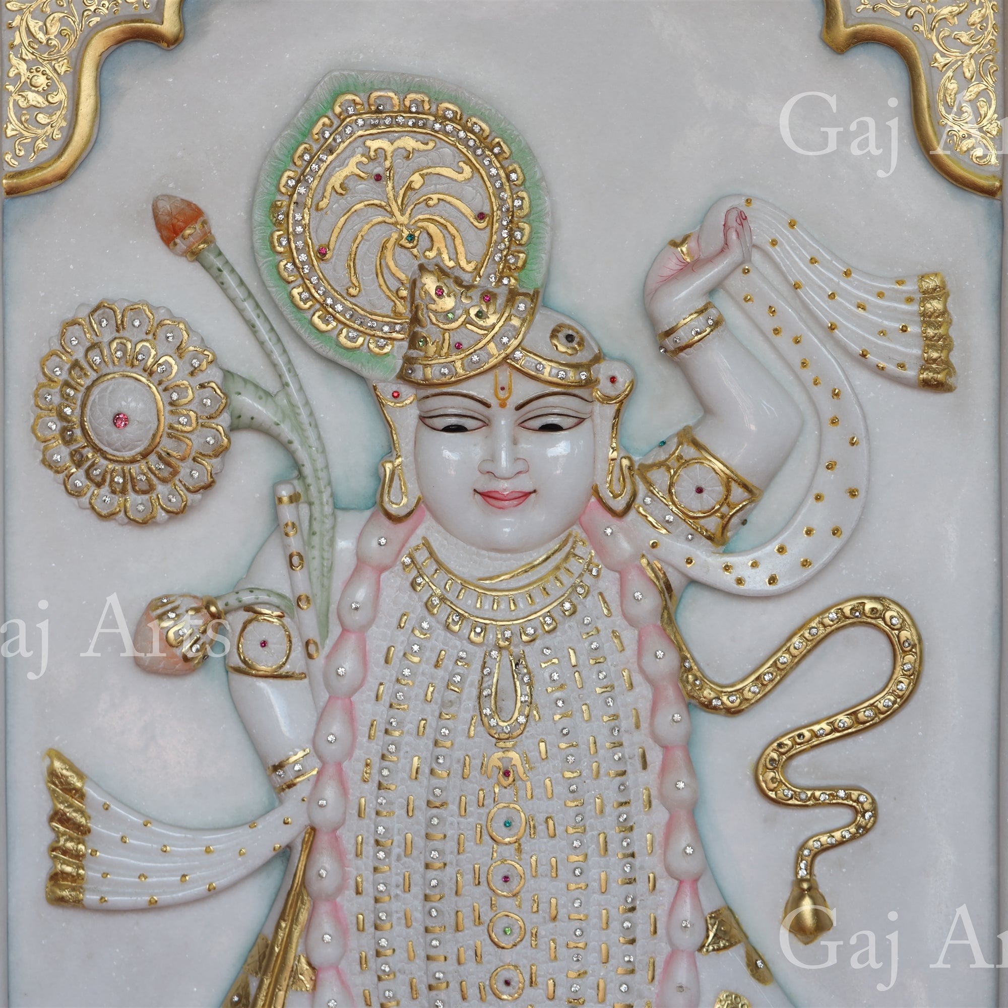 White Marble Panel Shreenath Ji Statue | 36 Inch