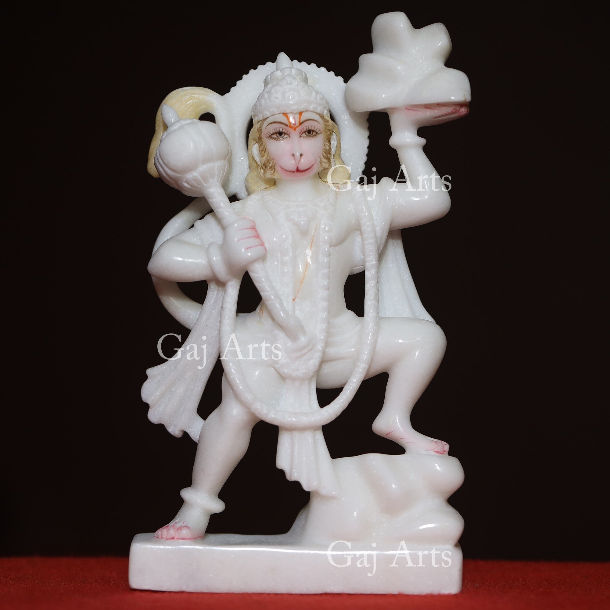 White Makrana Marble Veer Hanuman Idol | 9 Inch