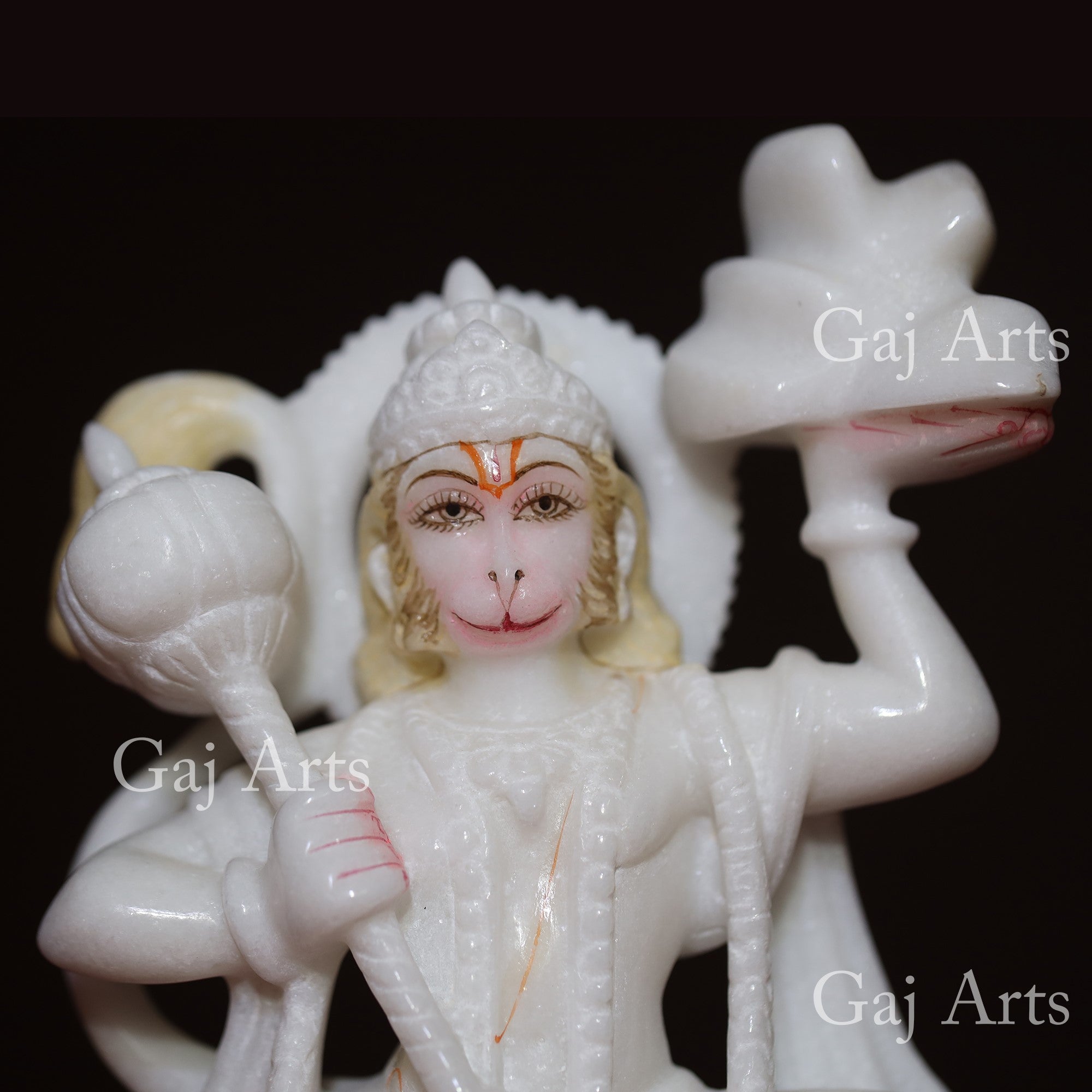 White Makrana Marble Veer Hanuman Idol | 9 Inch