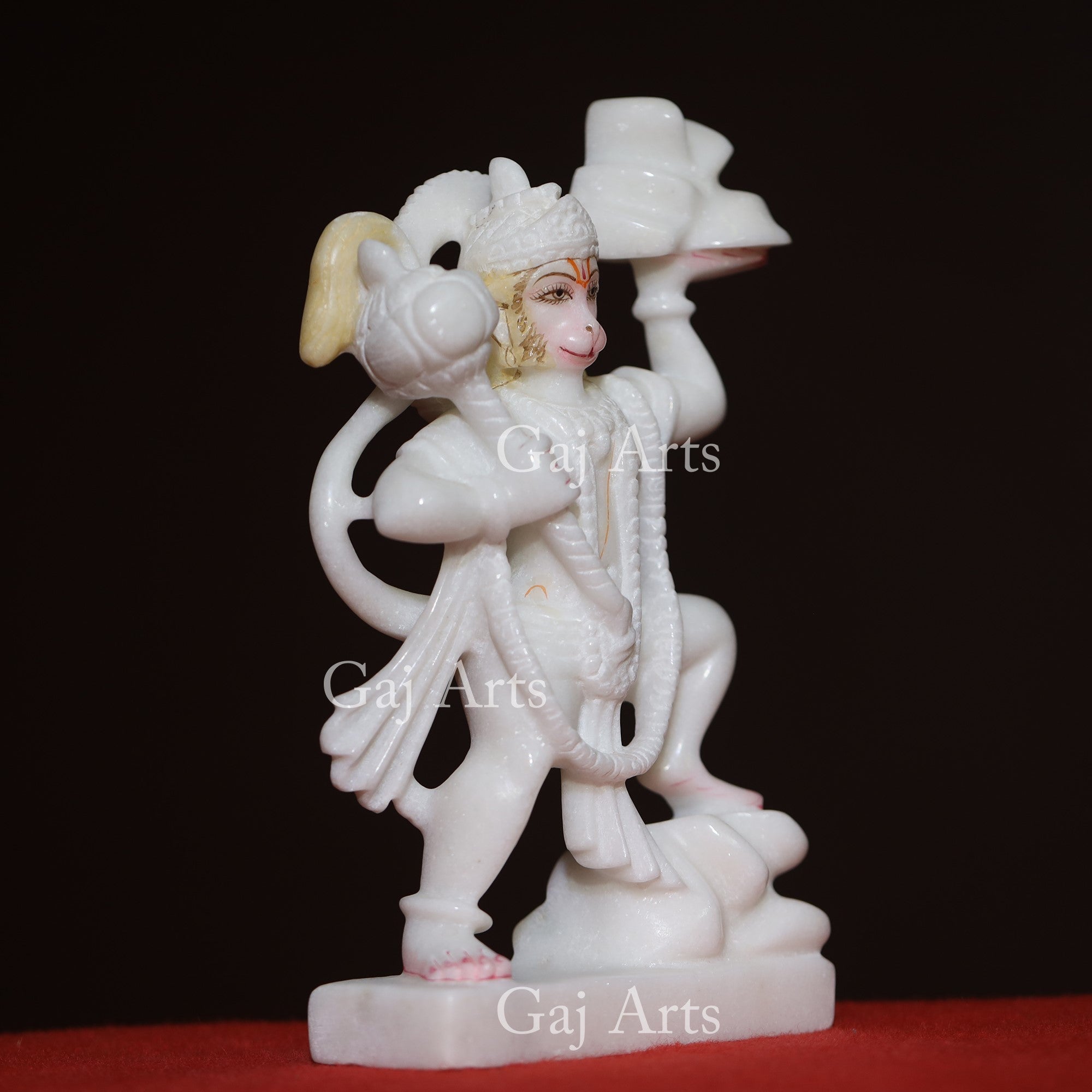 White Makrana Marble Veer Hanuman Idol | 9 Inch