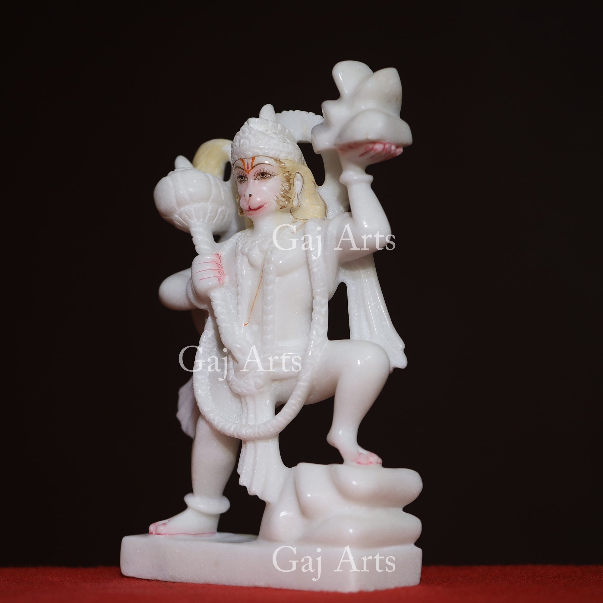 White Makrana Marble Veer Hanuman Idol | 9 Inch