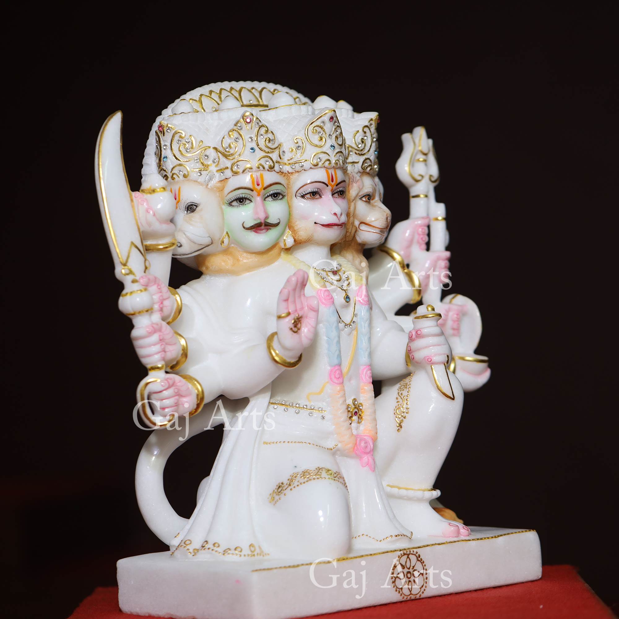 White Makrana Marble Panchmukhi Hanuman Ji | 15 Inch