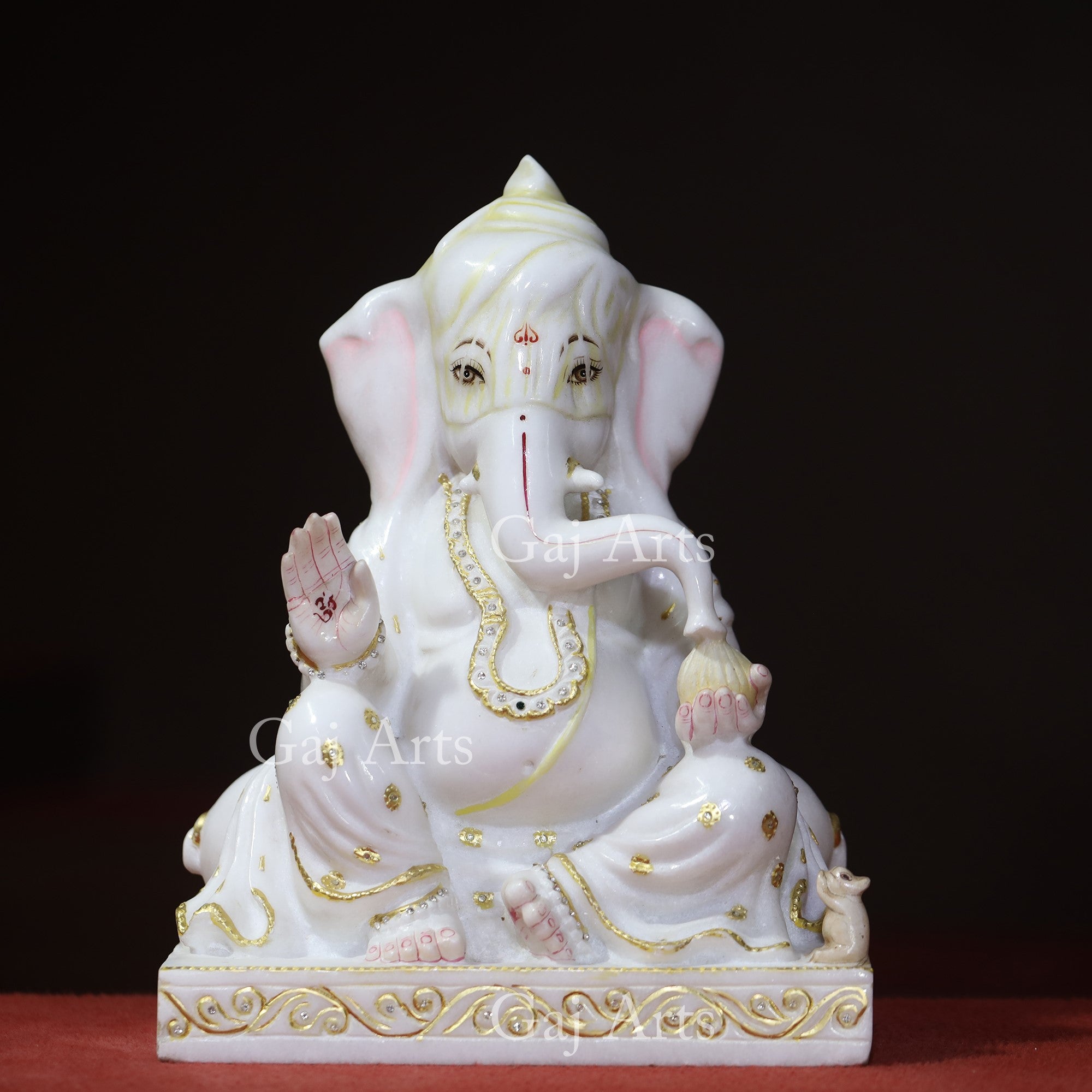 Super White Makrana Marble Fancy Ganpati Idol | 15 Inch