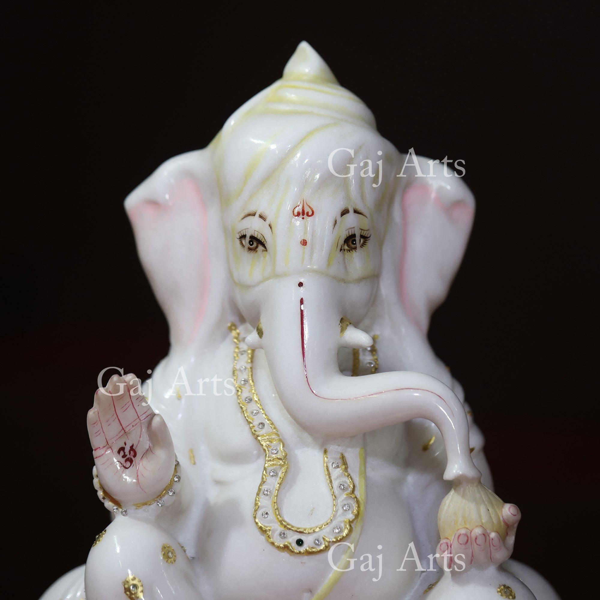 Super White Makrana Marble Fancy Ganpati Idol | 15 Inch