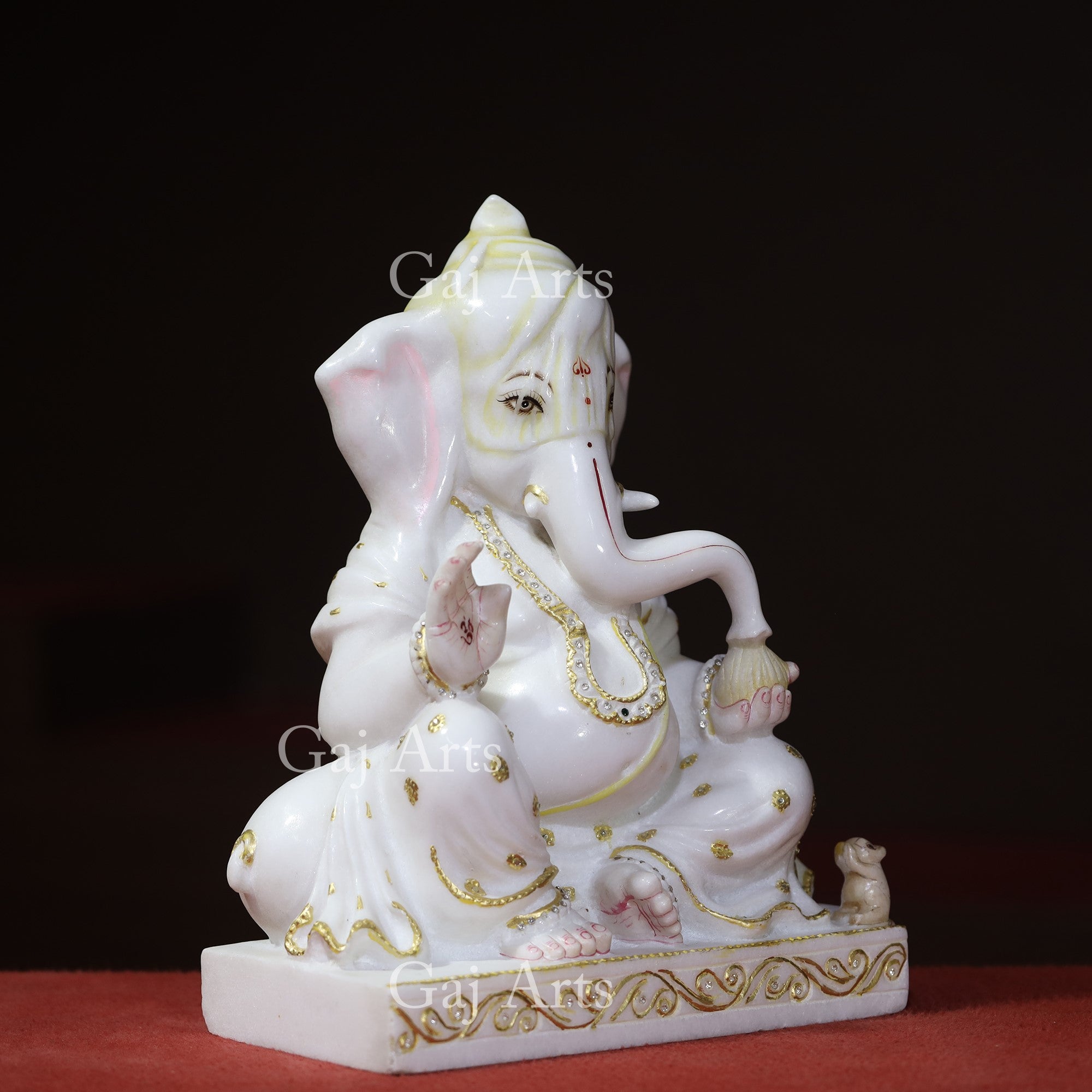 Super White Makrana Marble Fancy Ganpati Idol | 15 Inch