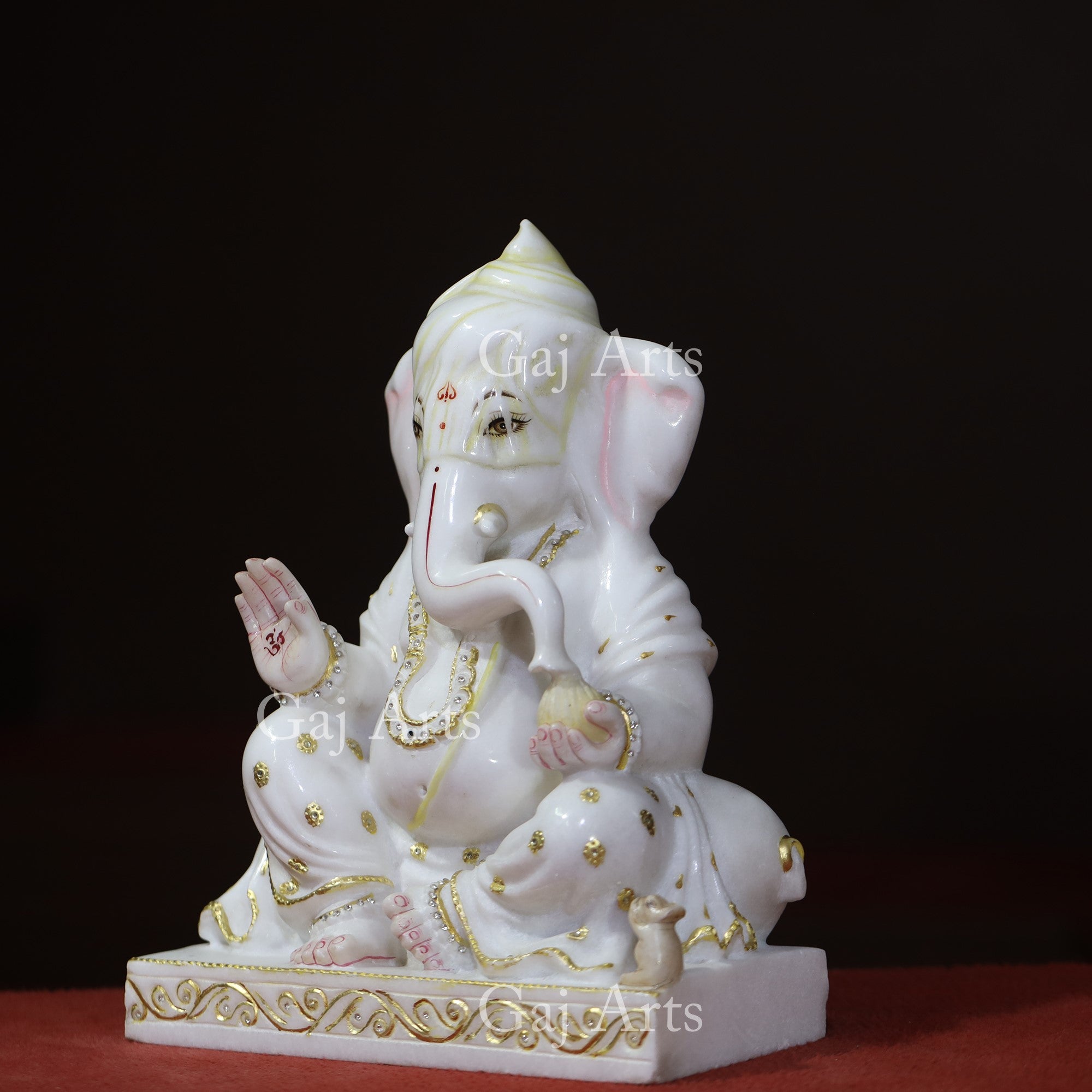 Super White Makrana Marble Fancy Ganpati Idol | 15 Inch