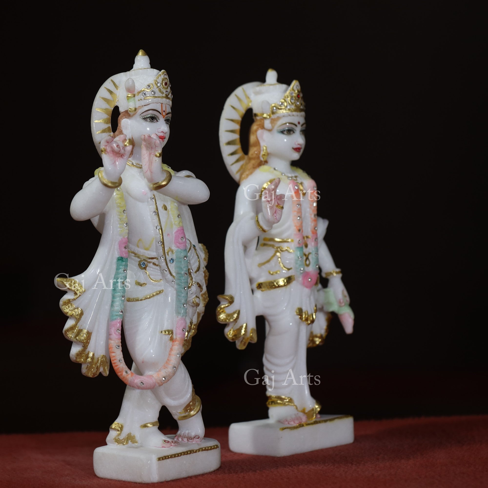 Super White Makrana Marble Radha Krishna Murti | 14 Inch