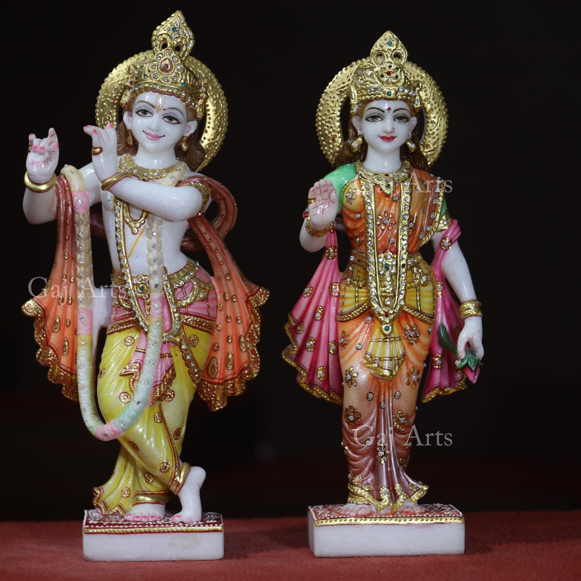 Super White Makrana Marble Radha Krishna Statue | 18 Inch