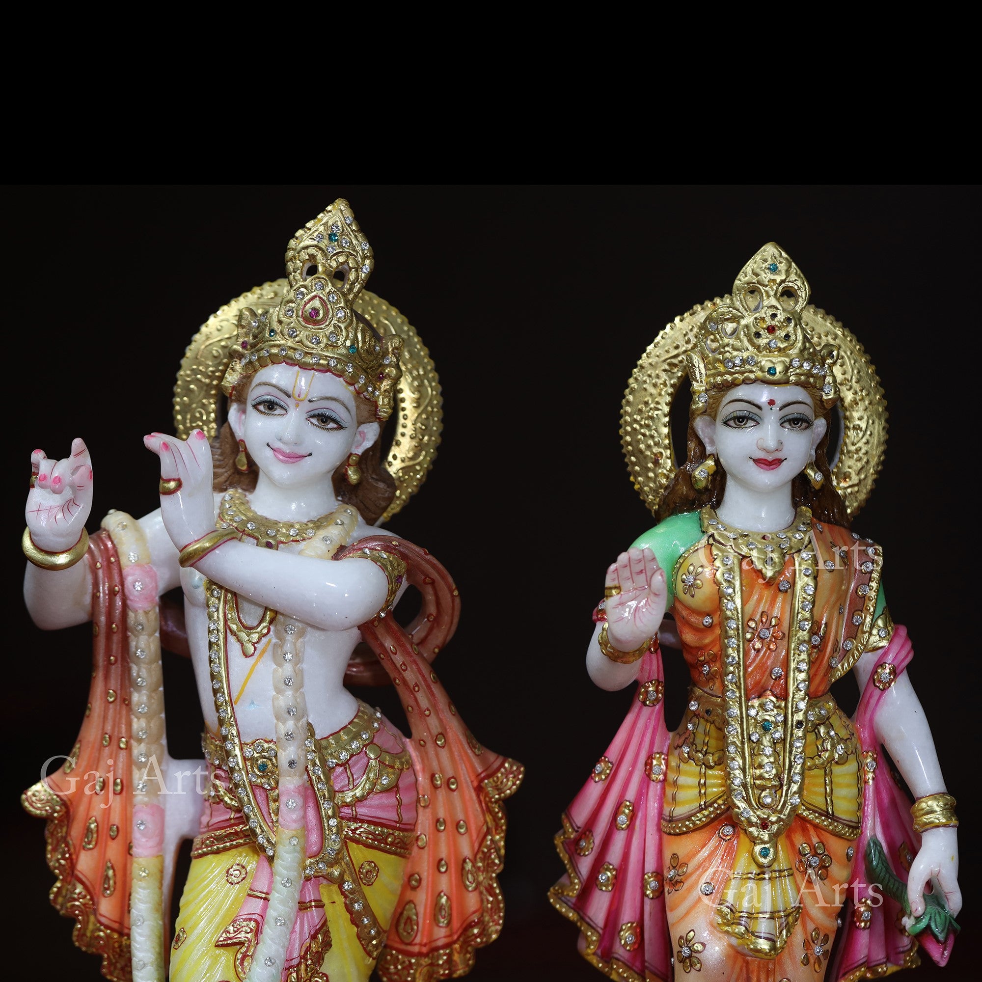 Super White Makrana Marble Radha Krishna Statue | 18 Inch