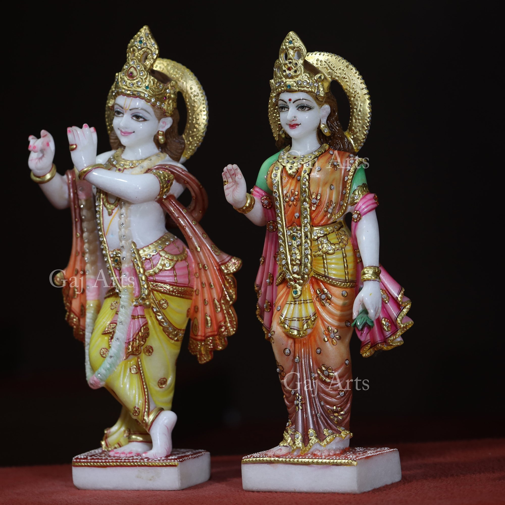 Super White Makrana Marble Radha Krishna Statue | 18 Inch