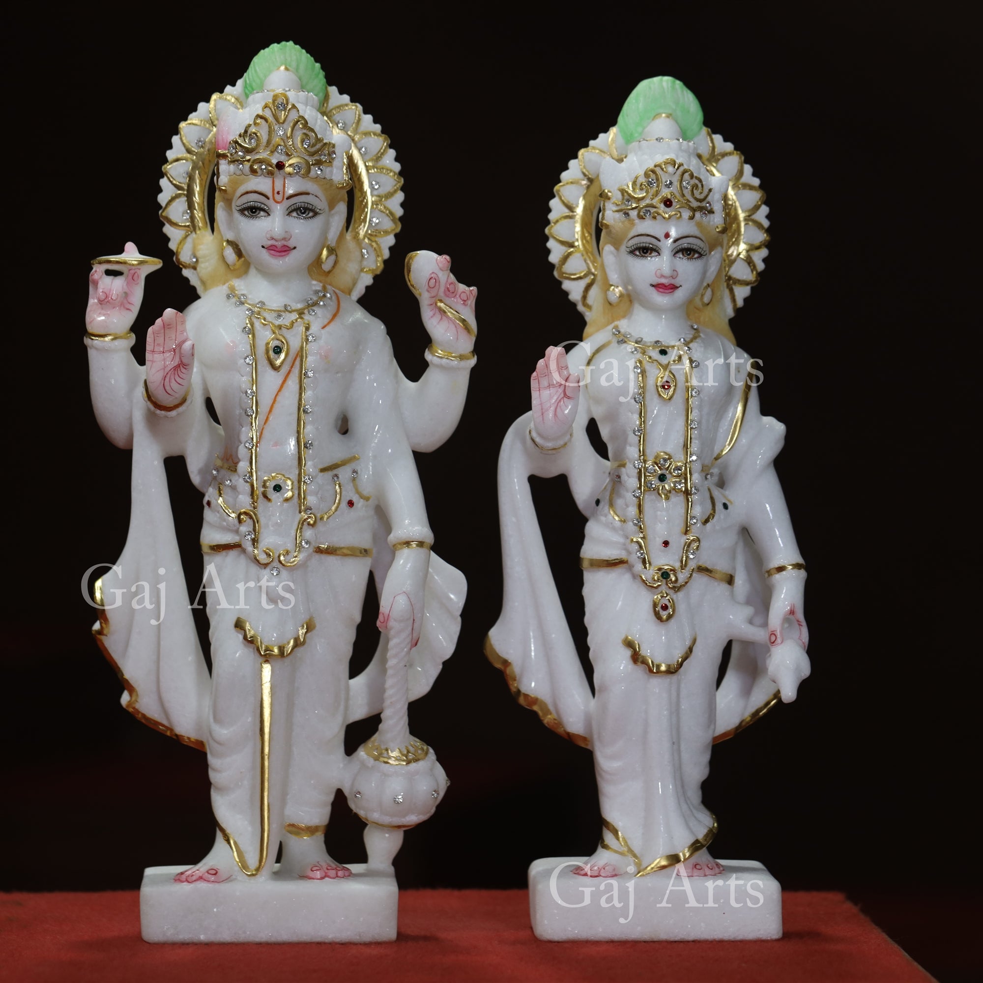 White Makrana Marble Lakshmi Narayan Idol | 15 Inch