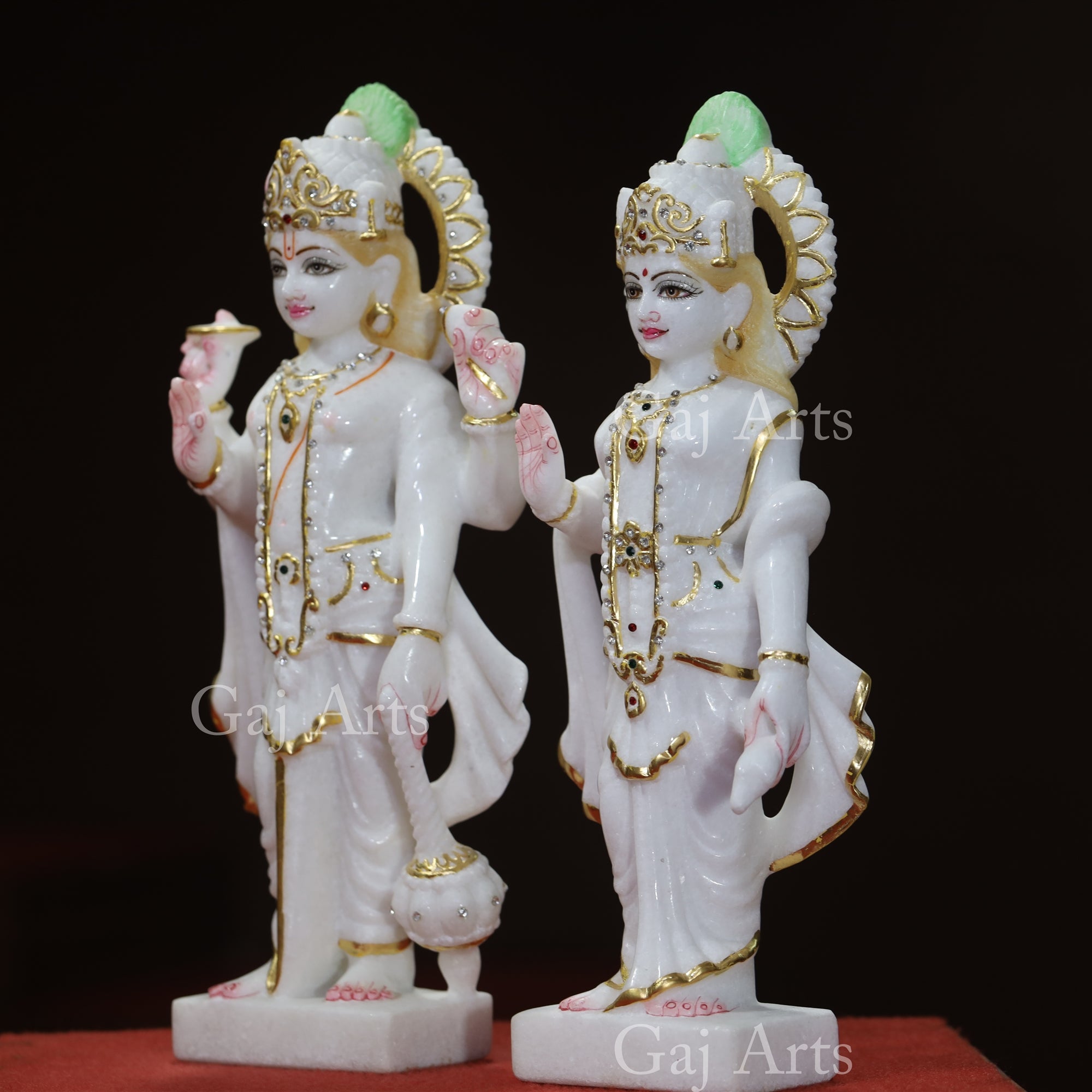 White Makrana Marble Lakshmi Narayan Idol | 15 Inch