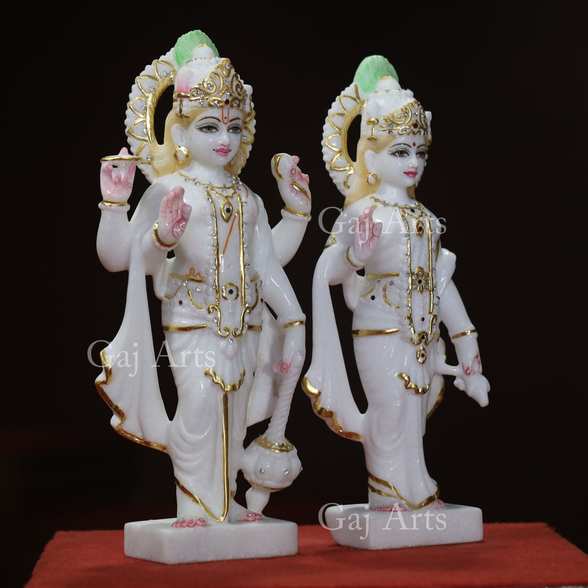 White Makrana Marble Lakshmi Narayan Idol | 15 Inch