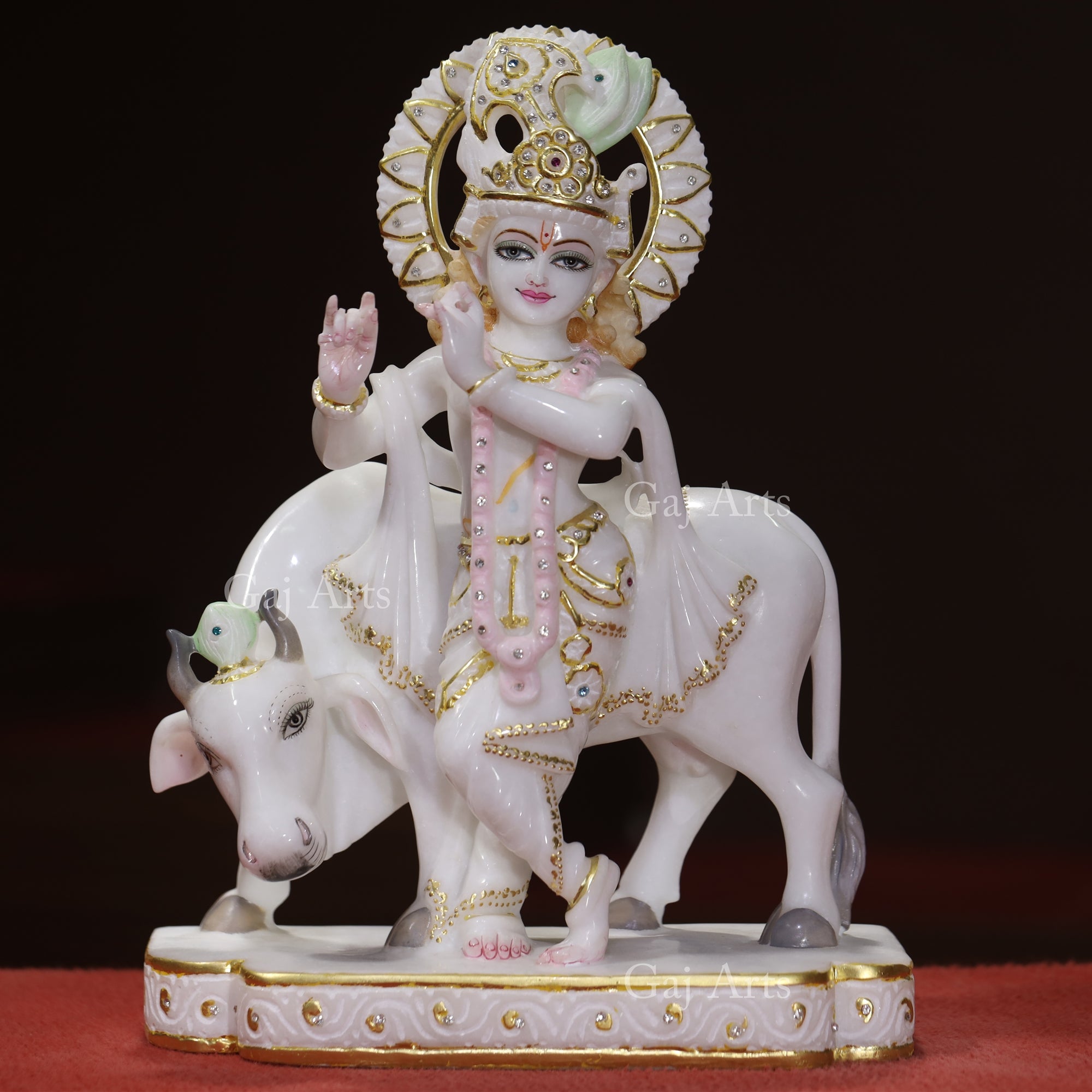 Super White Makrana Marble Go Gopal Idol | 15 Inch