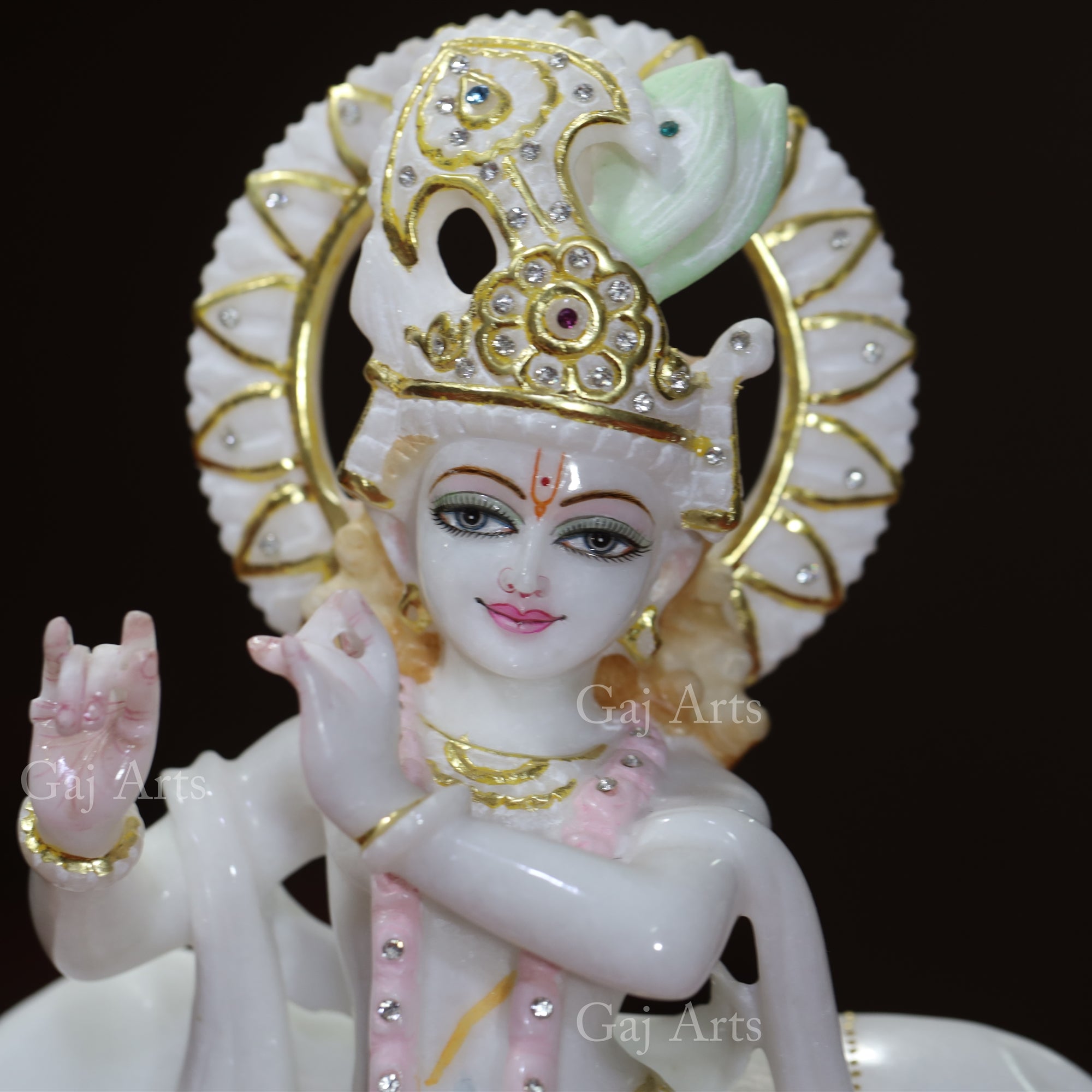 Super White Makrana Marble Go Gopal Idol | 15 Inch
