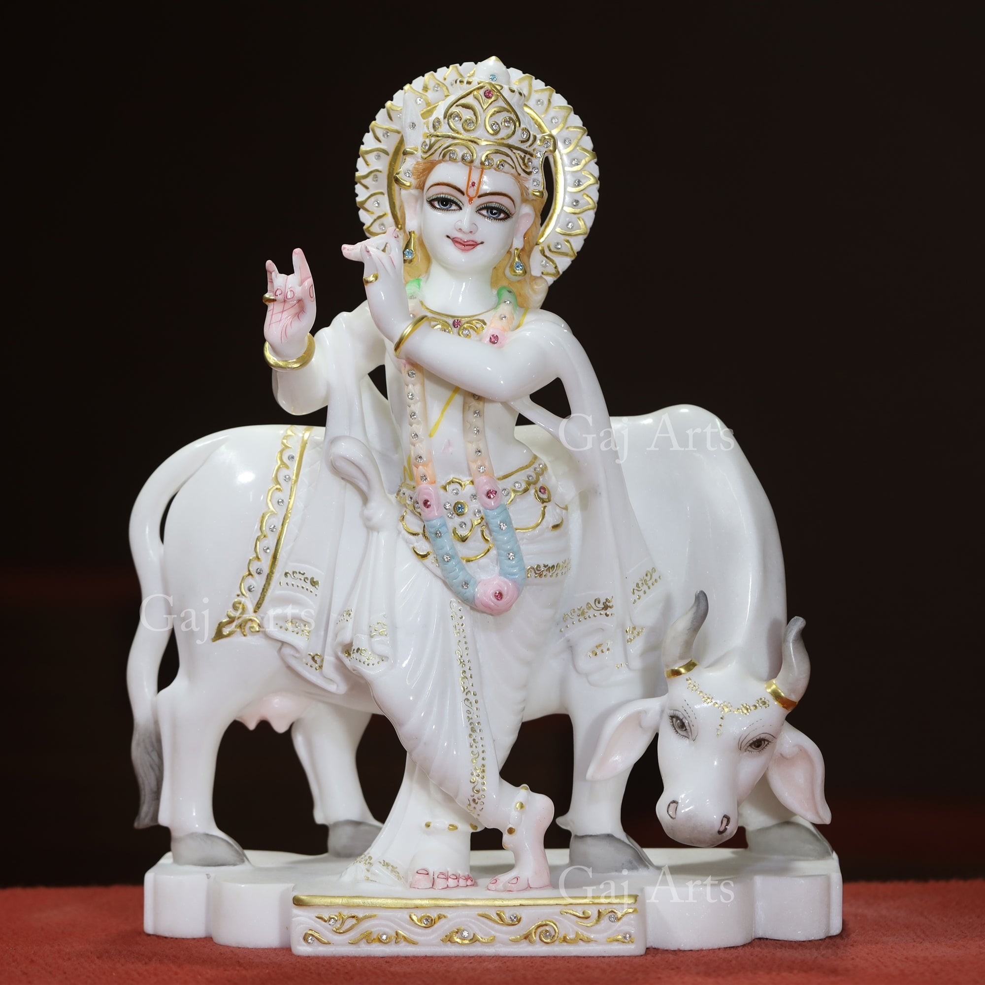 Super White Vietnam Marble Go Gopal Murti | 18 Inch