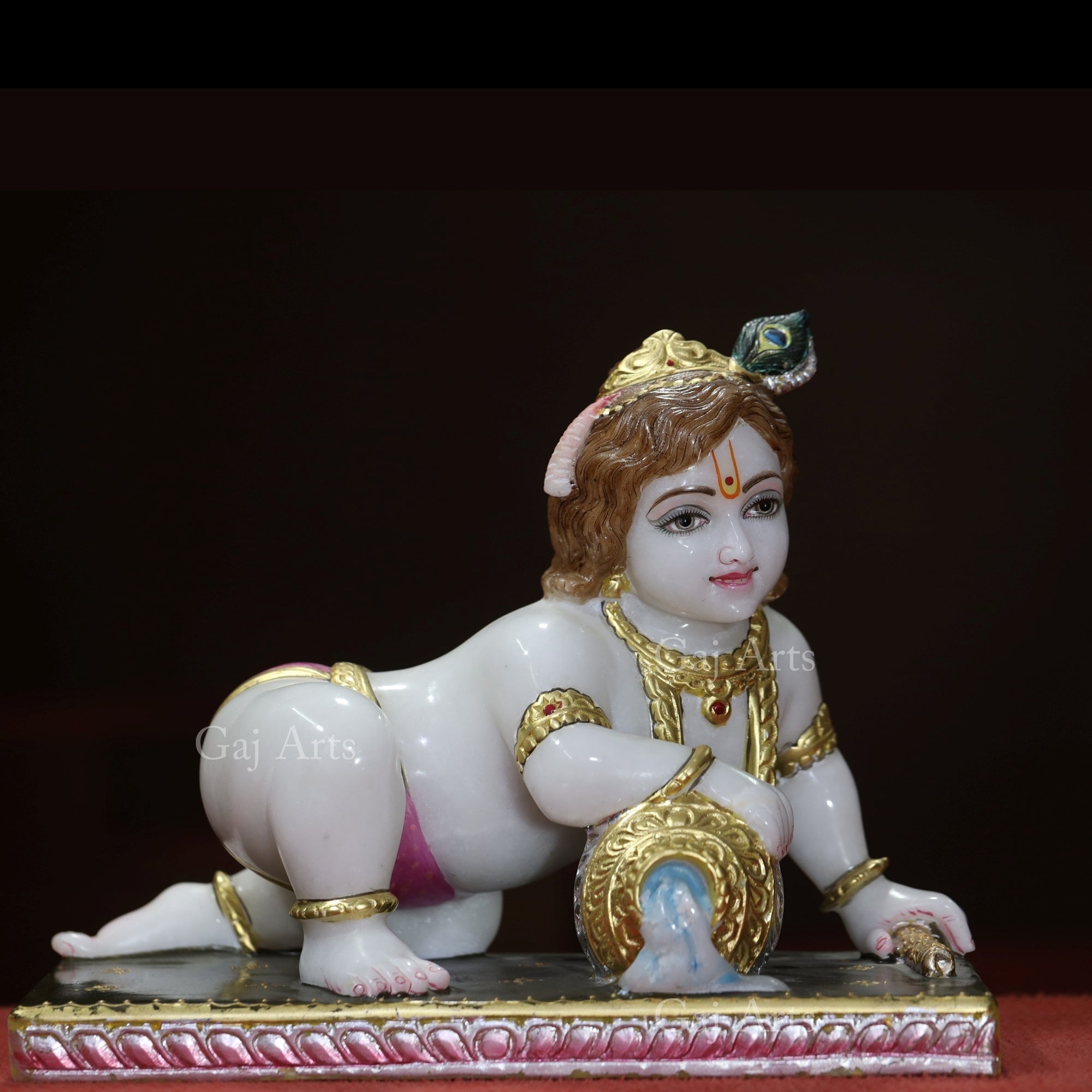 White Makrana Marble Bal Gopal Murti | 14 Inch