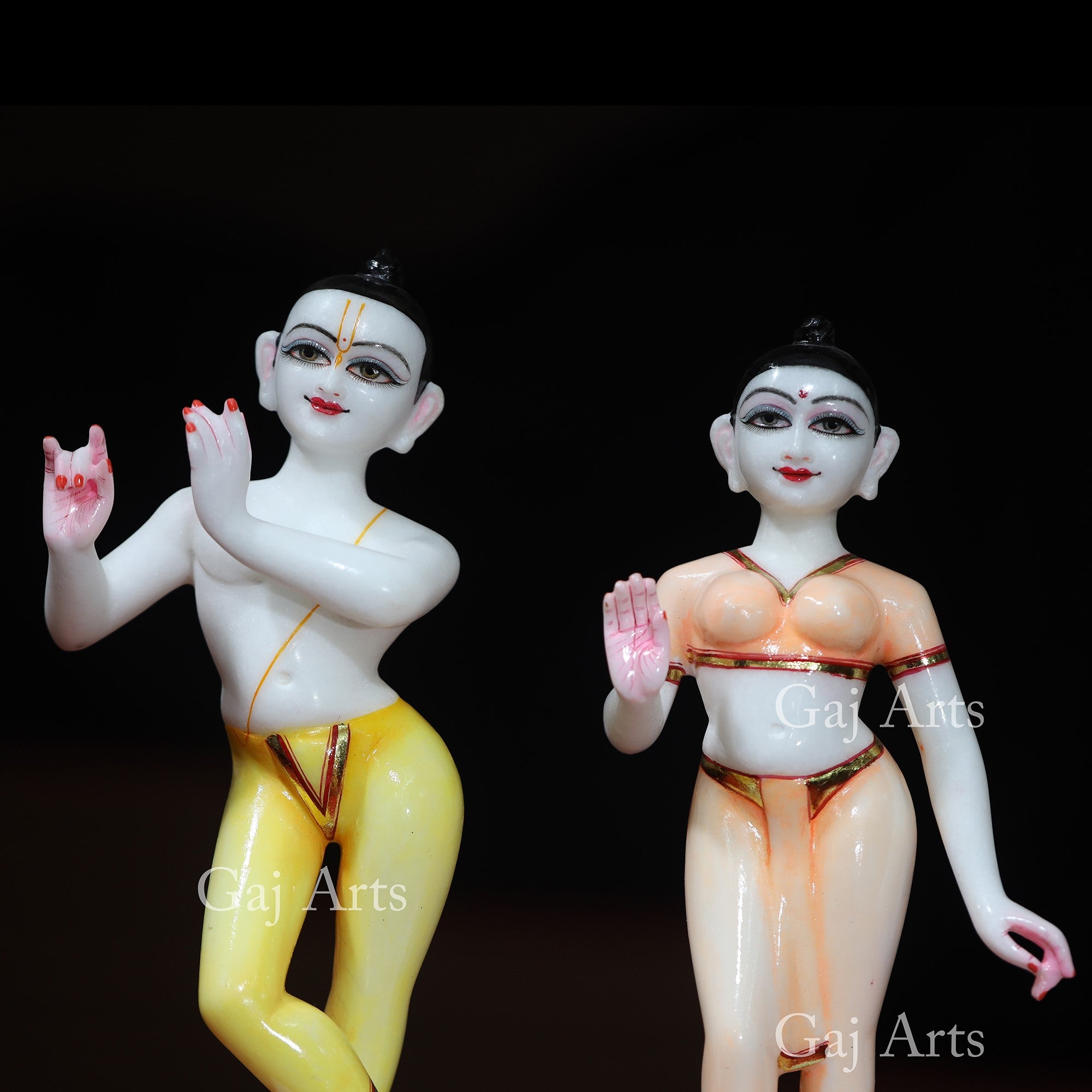 Super White Makrana Marble Iskon Radha Krishna Statue | 15 Inch