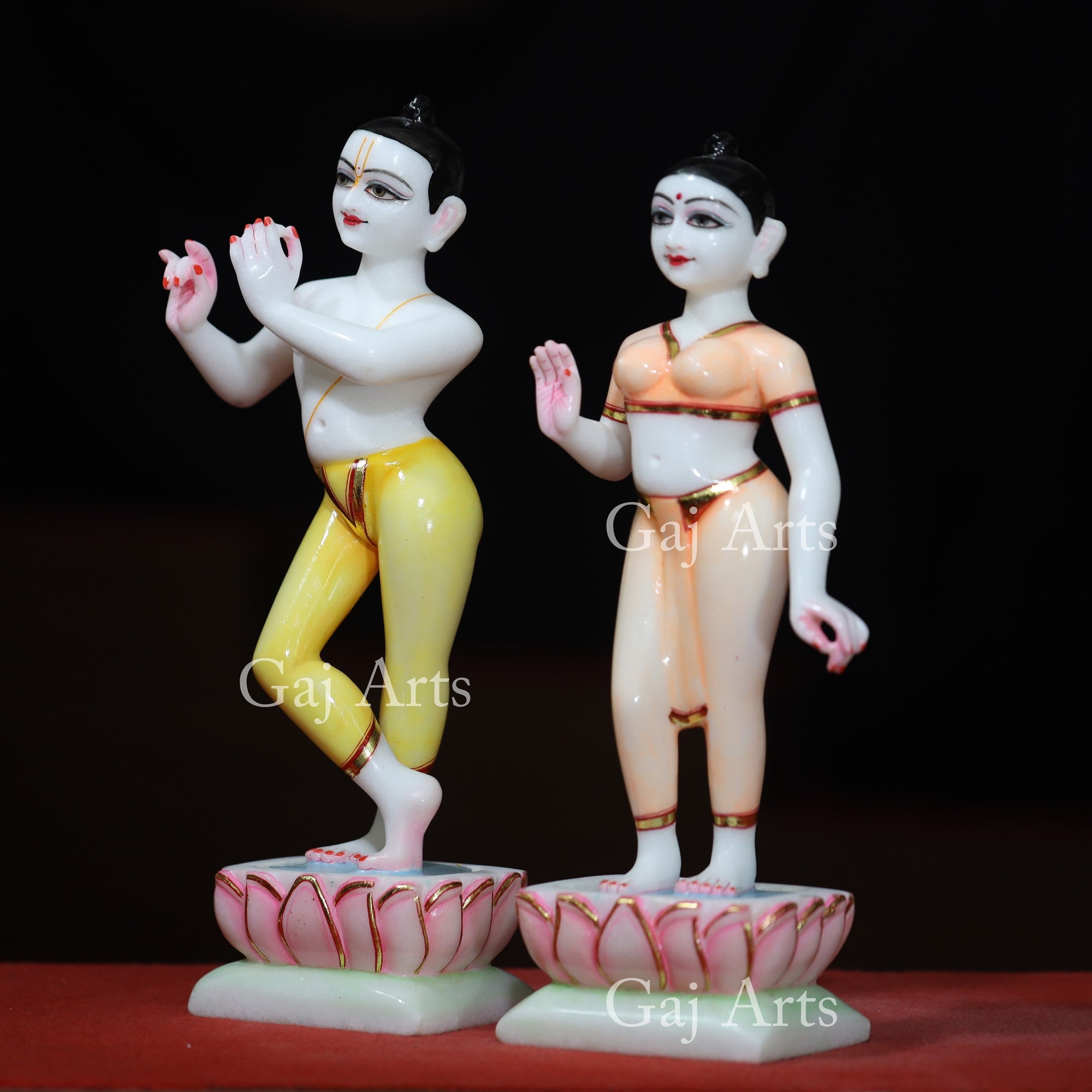 Super White Makrana Marble Iskon Radha Krishna Statue | 15 Inch