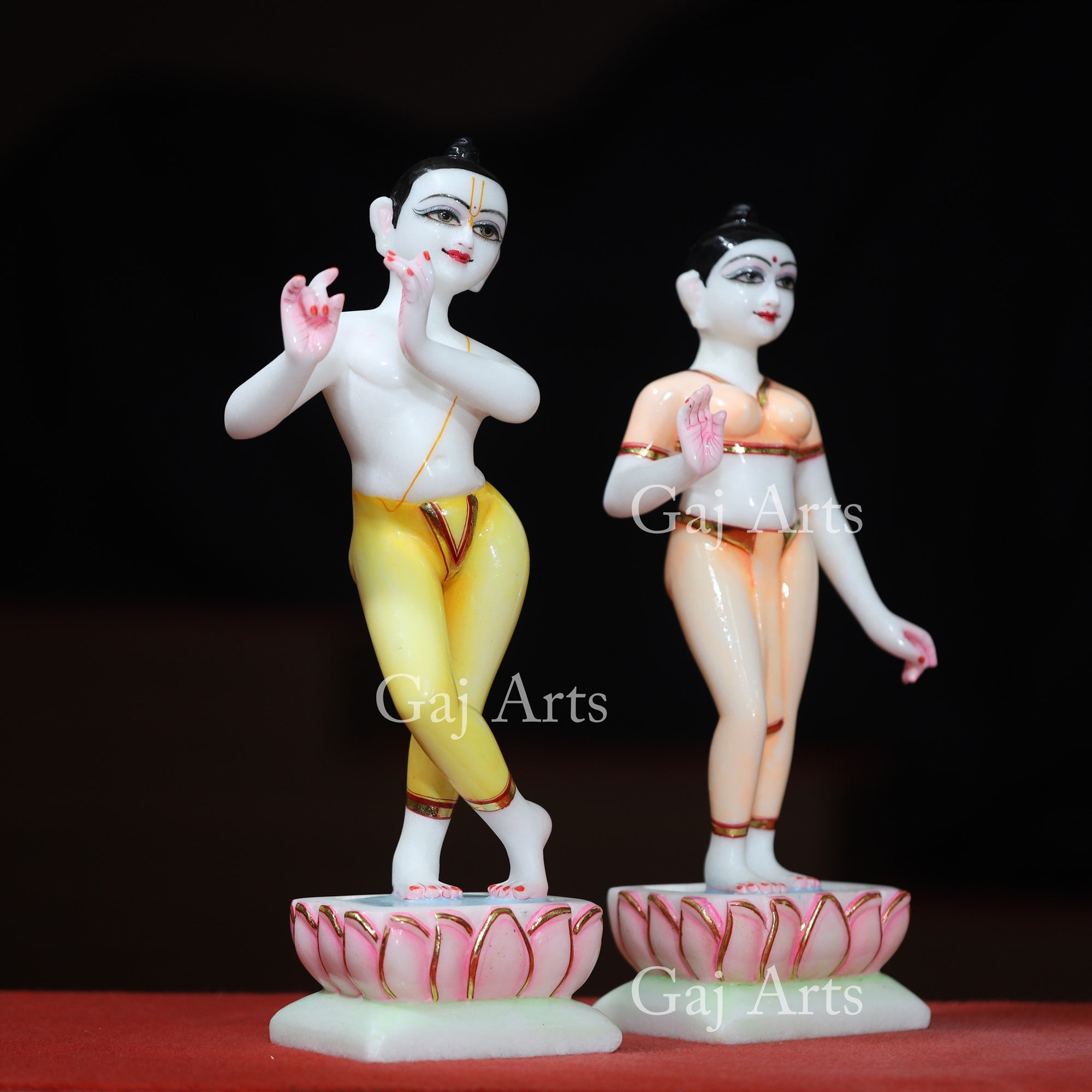 Super White Makrana Marble Iskon Radha Krishna Statue | 15 Inch