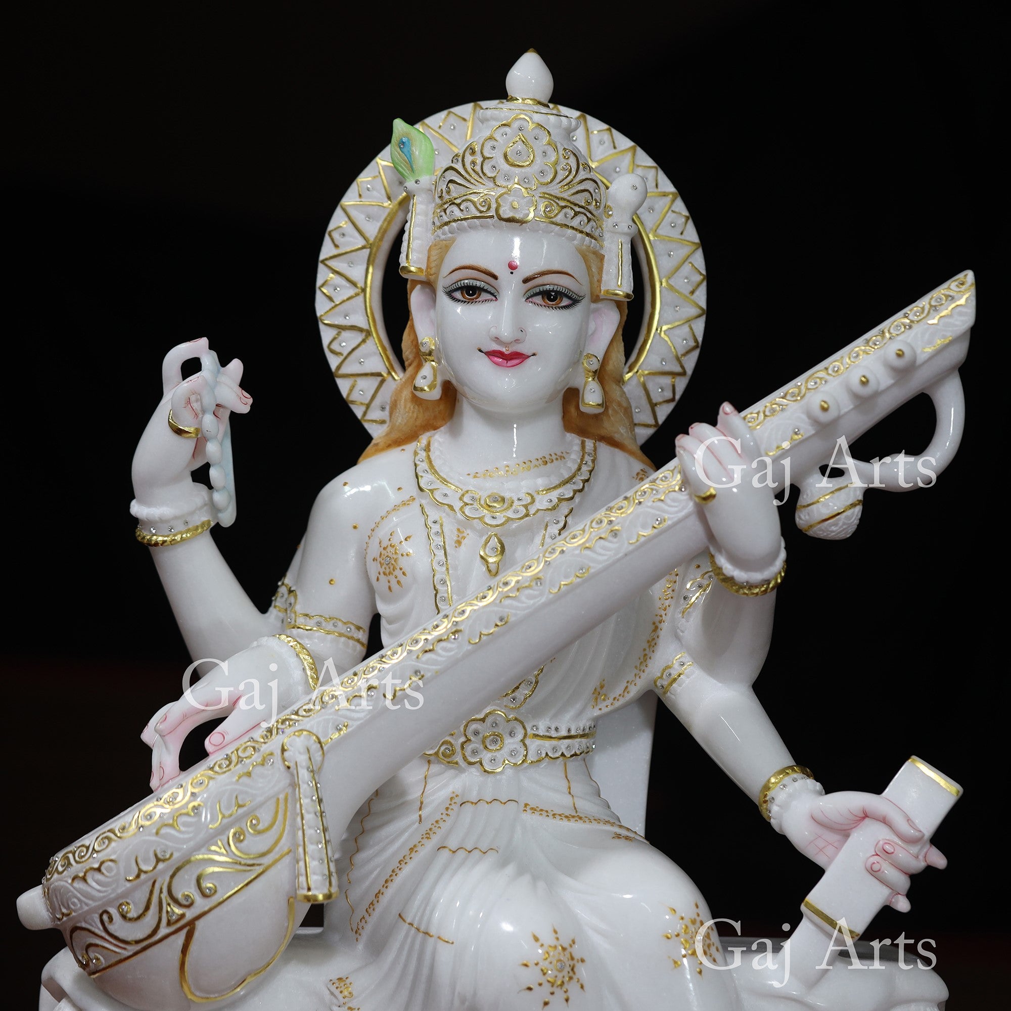 White Marble Saraswati Maa Statue | 30 Inch