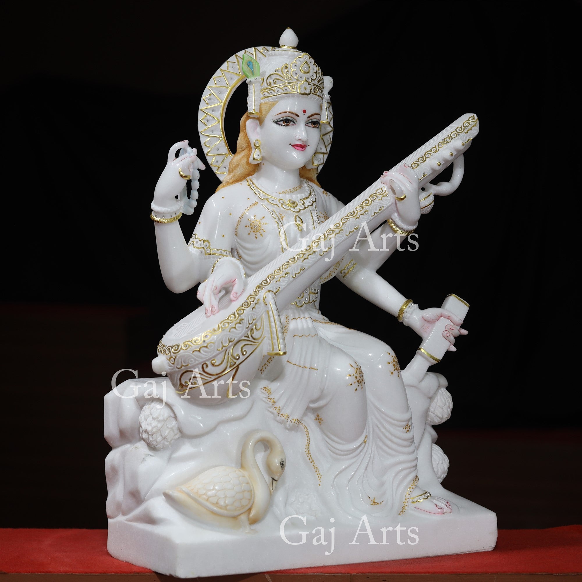 White Marble Saraswati Maa Statue | 30 Inch