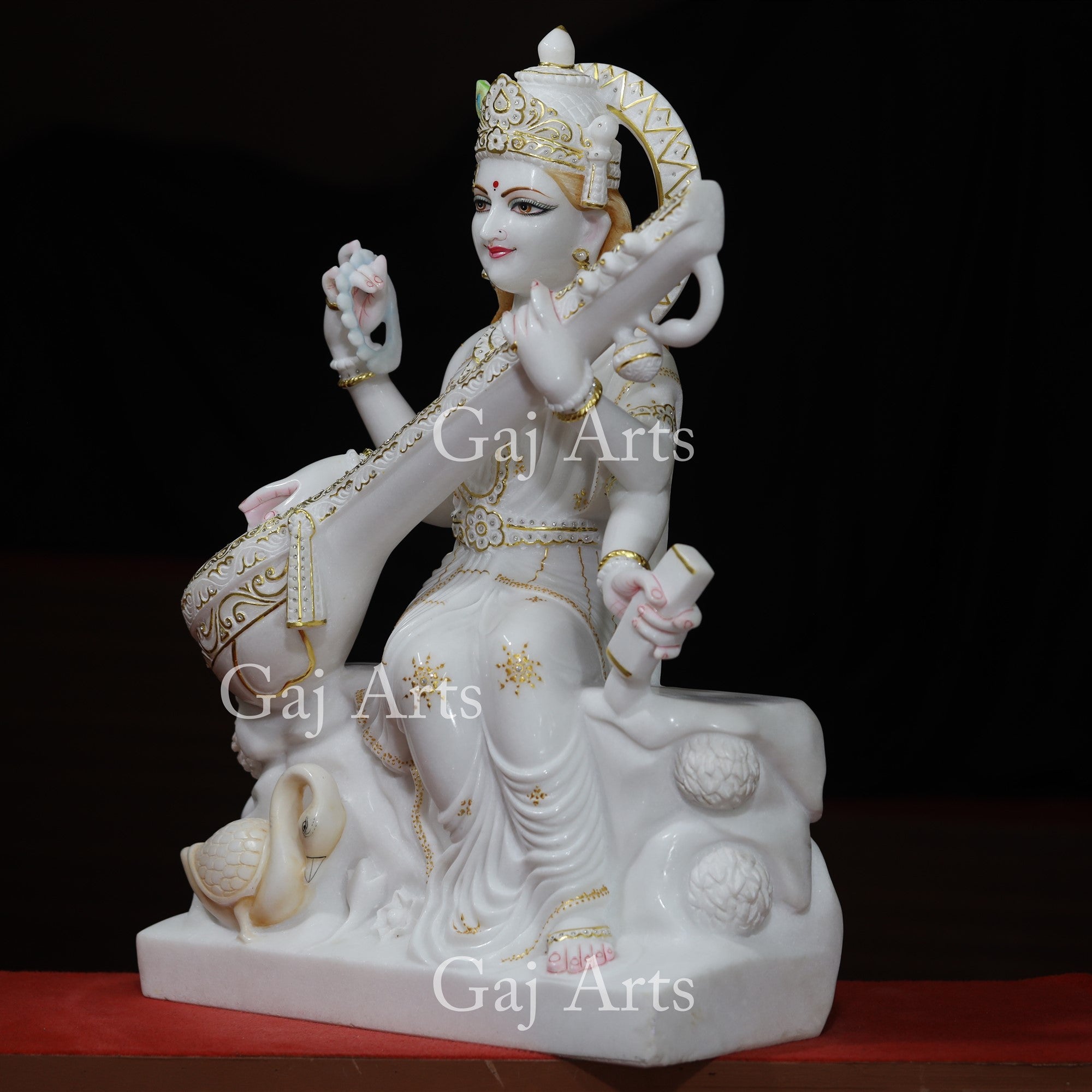 White Marble Saraswati Maa Statue | 30 Inch