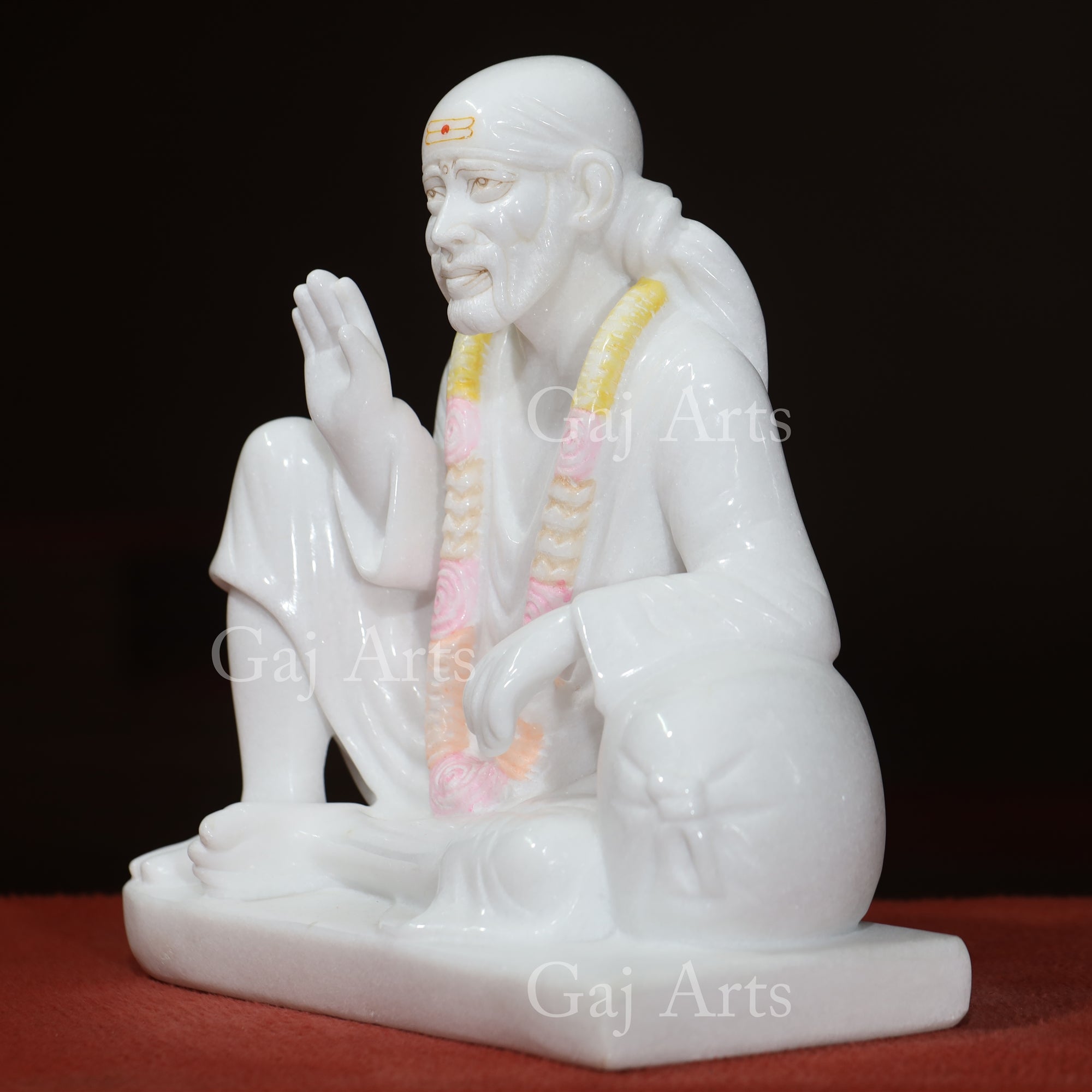 White Makrana Marble Sai Baba Idol | 15 Inch