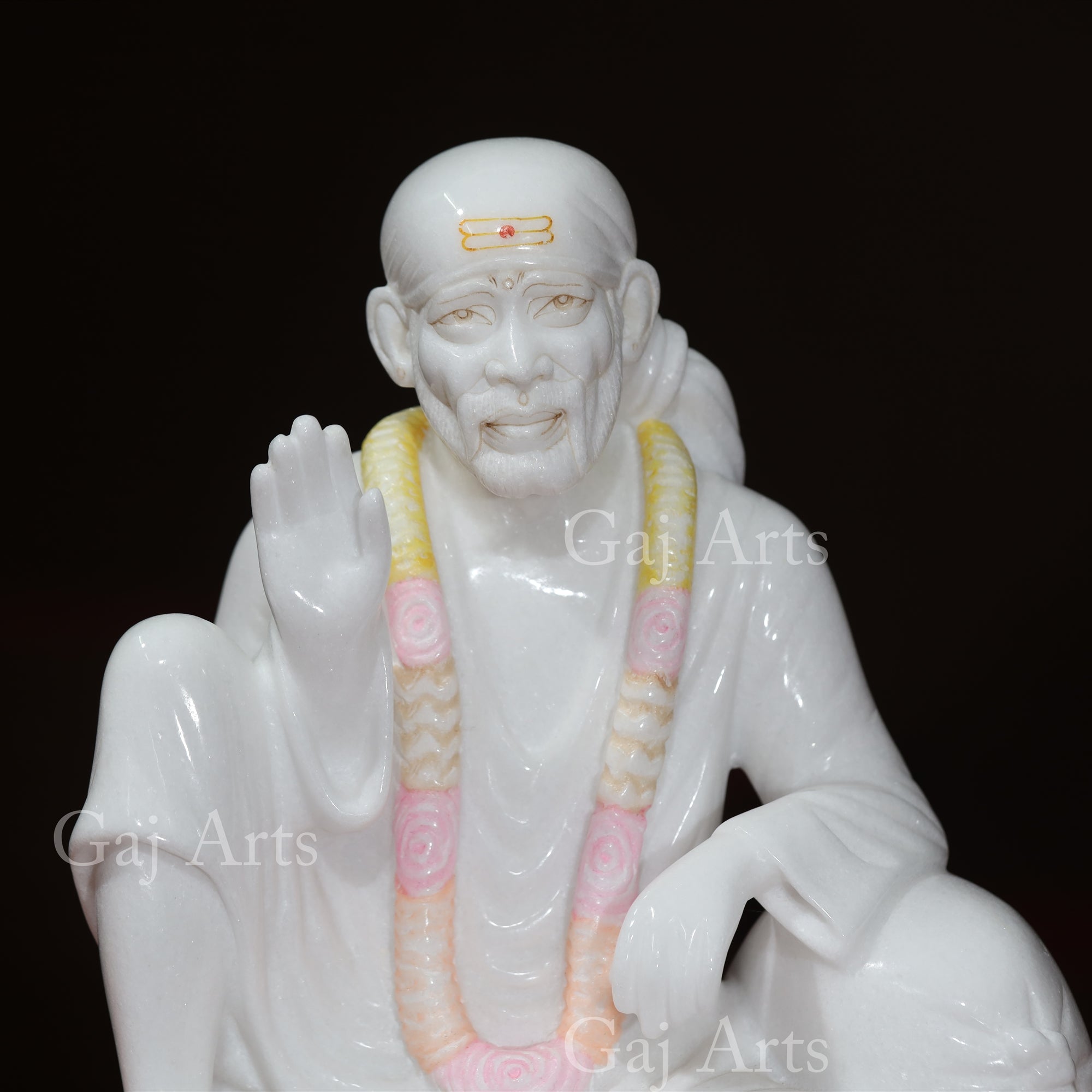 White Makrana Marble Sai Baba Idol | 15 Inch