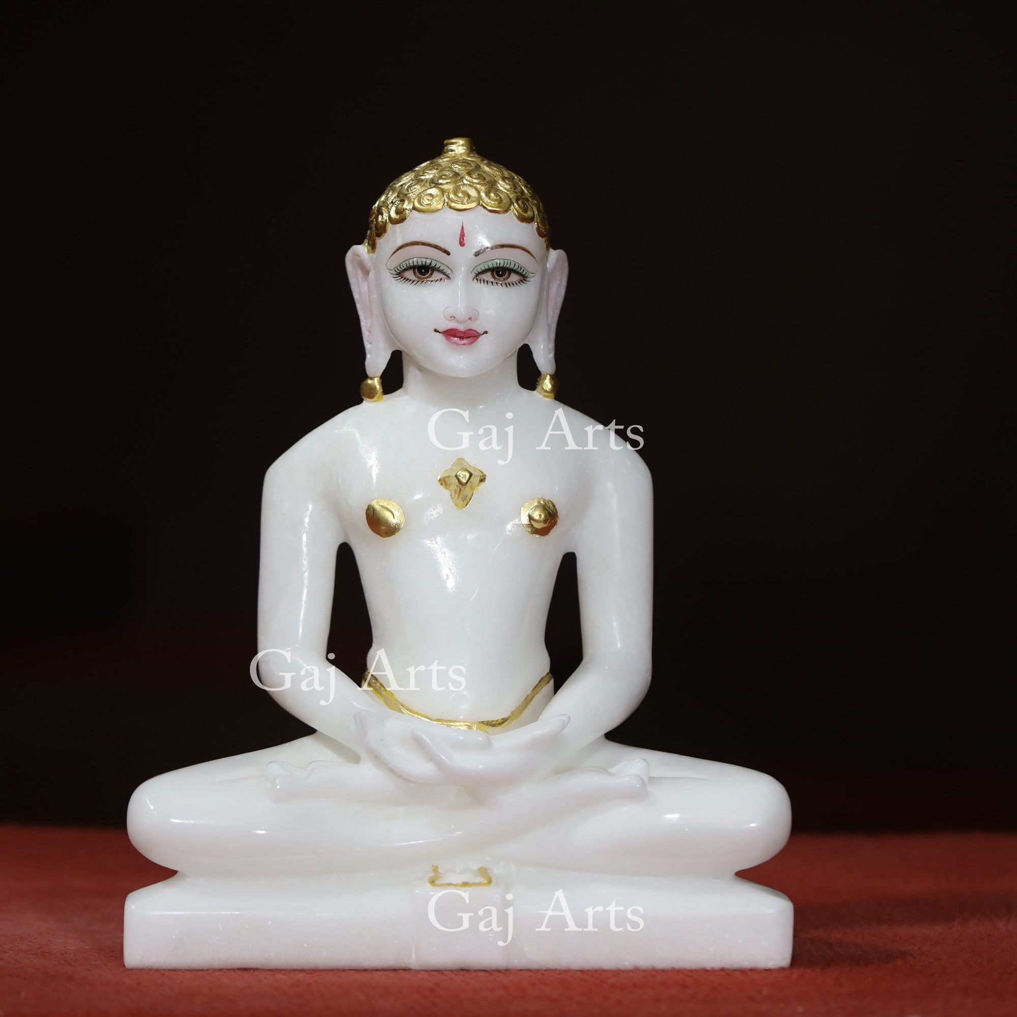 White Makrana Marble Jain Idol | 11 Inch